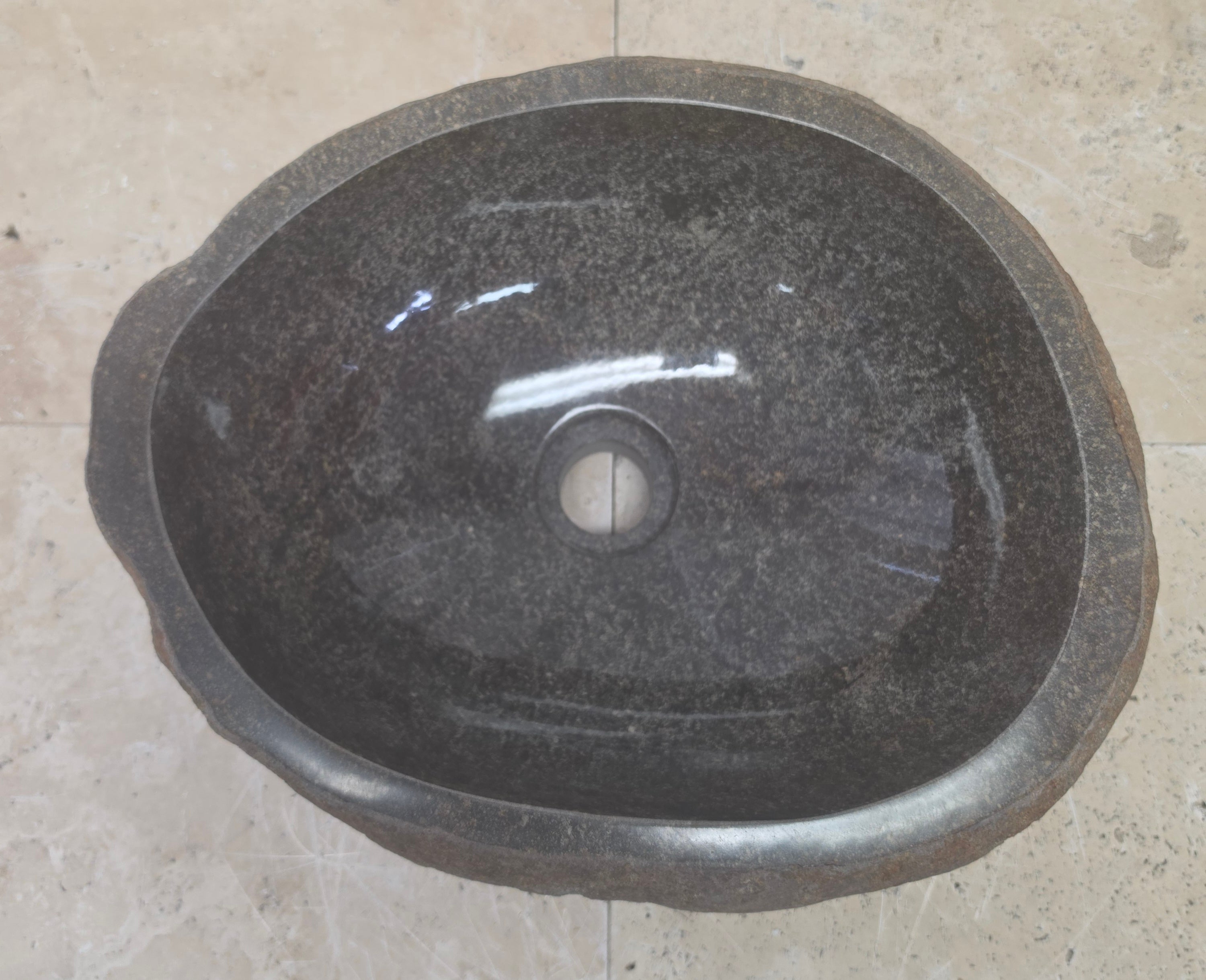 Handmade Natural Oval River Stone  Bathroom Basin  RS 25072048