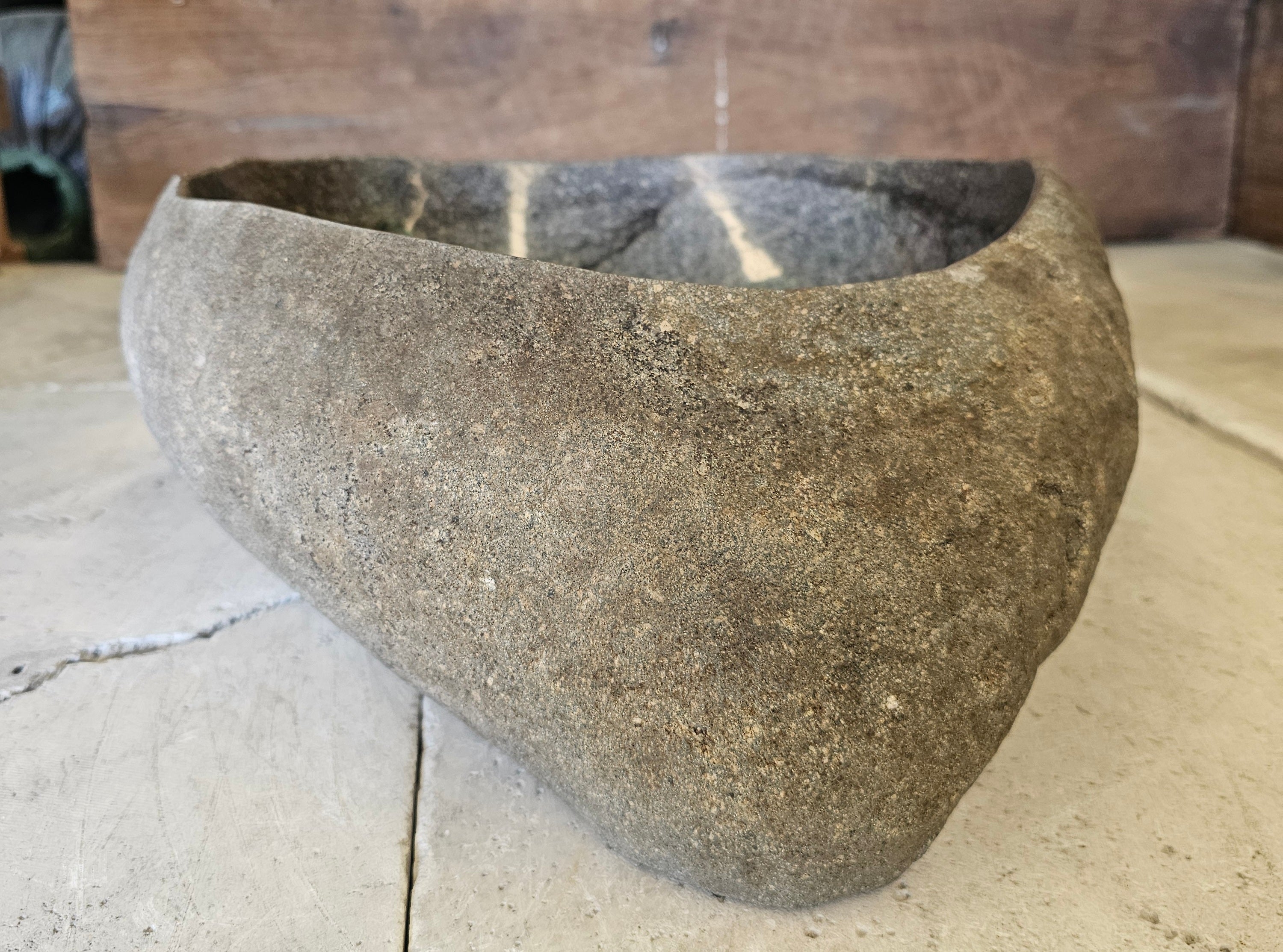 Handmade Natural Oval River Stone  Bathroom Basin  RVM 2409001