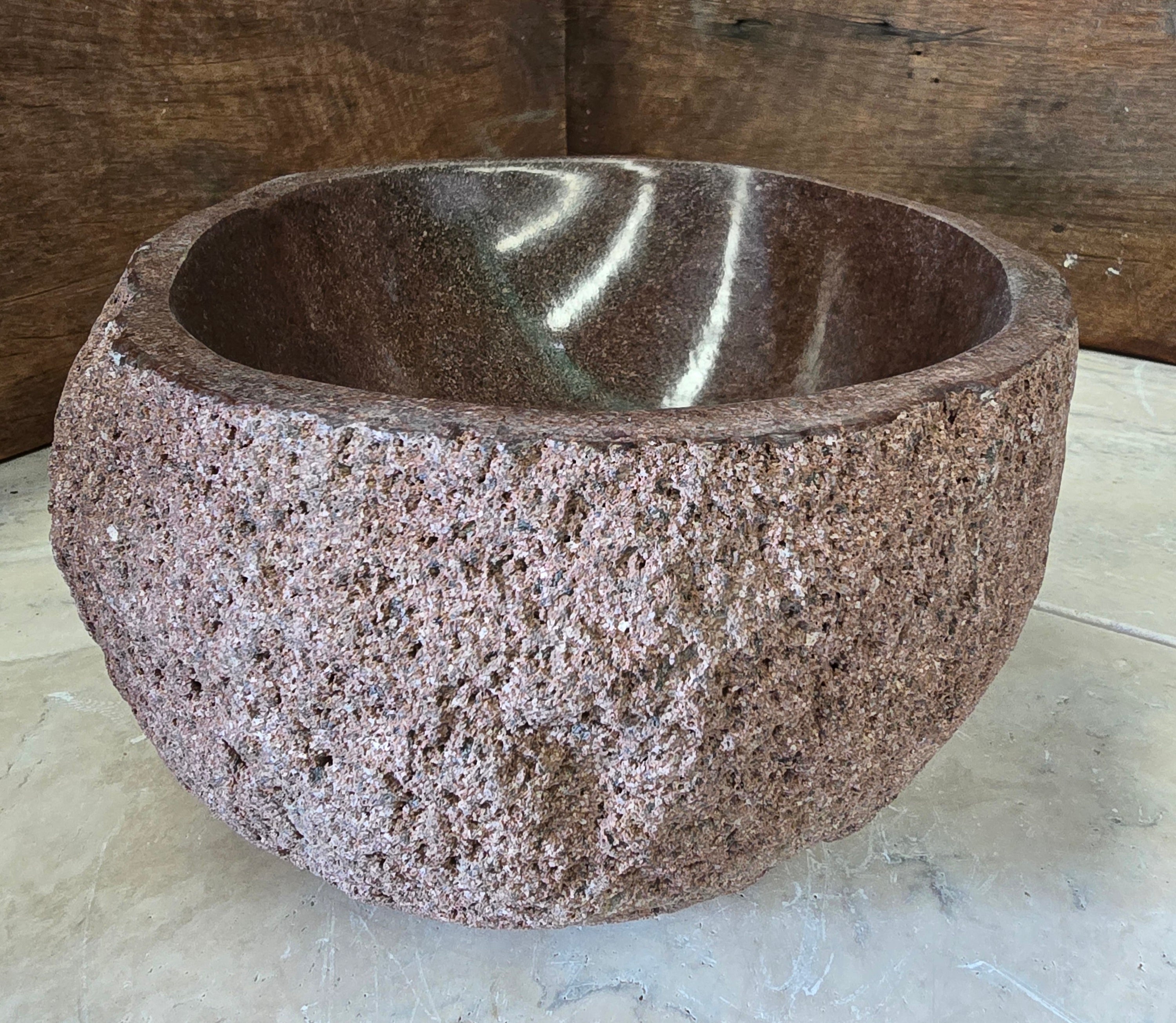 Handmade Natural Oval River Stone  Bathroom Basin  RS 2409096