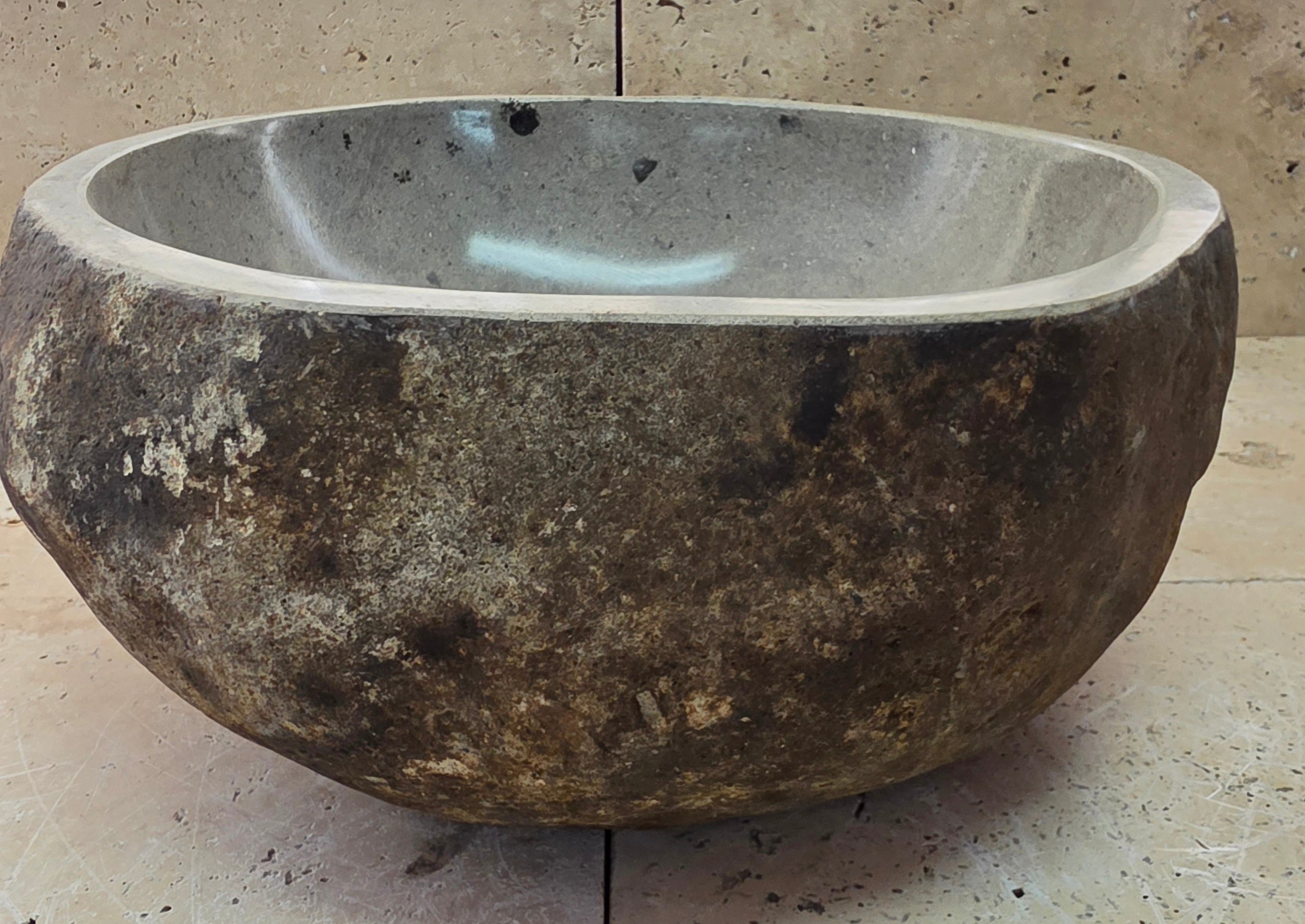 Handmade Natural Oval River Stone  Bathroom Basin  RS 2409132