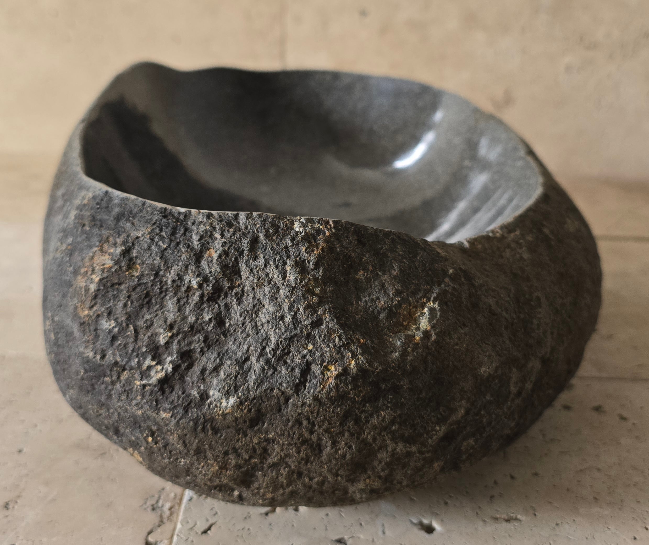Handmade Natural Oval River Stone  Bathroom Basin  PHL 240907