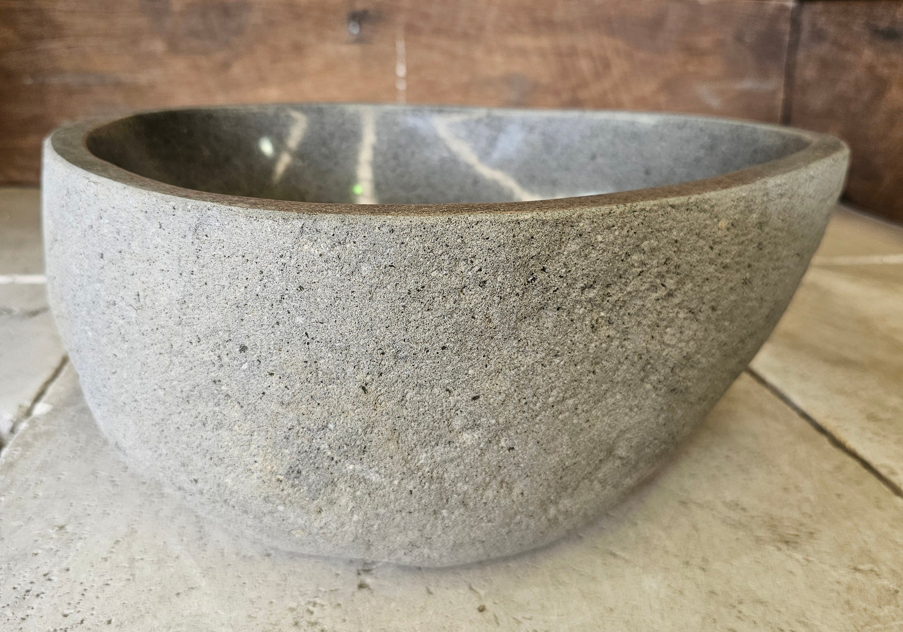 Handmade Natural Oval River Stone  Bathroom Basin  RS 2409150
