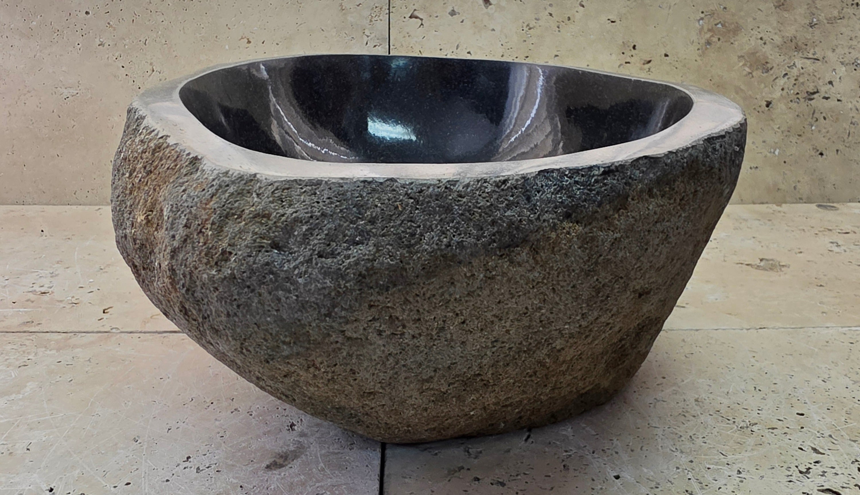 Handmade Natural Oval River Stone  Bathroom Basin  RM 25072047