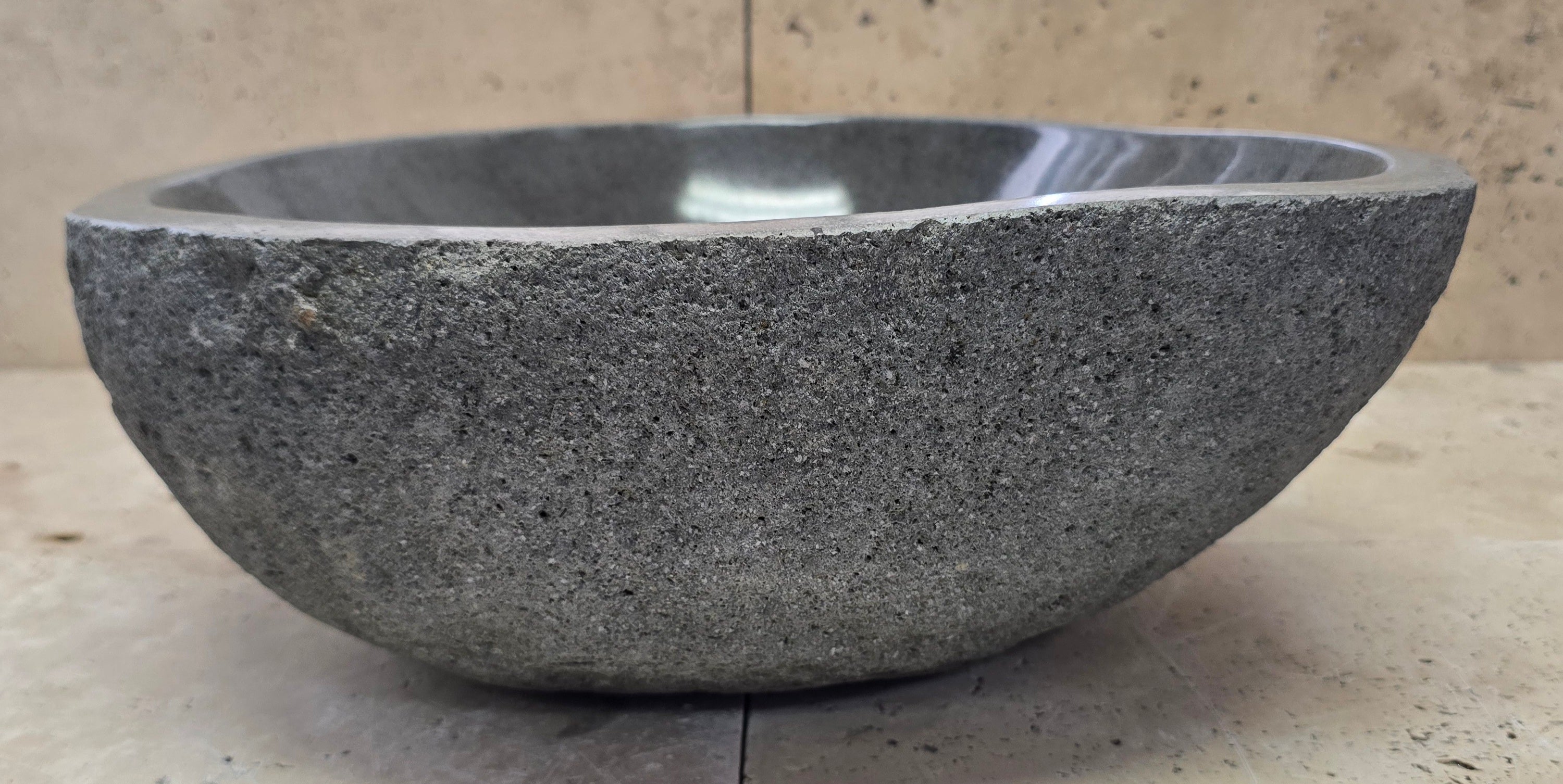 Handmade Natural Oval River Stone  Bathroom Basin  RS 2409049