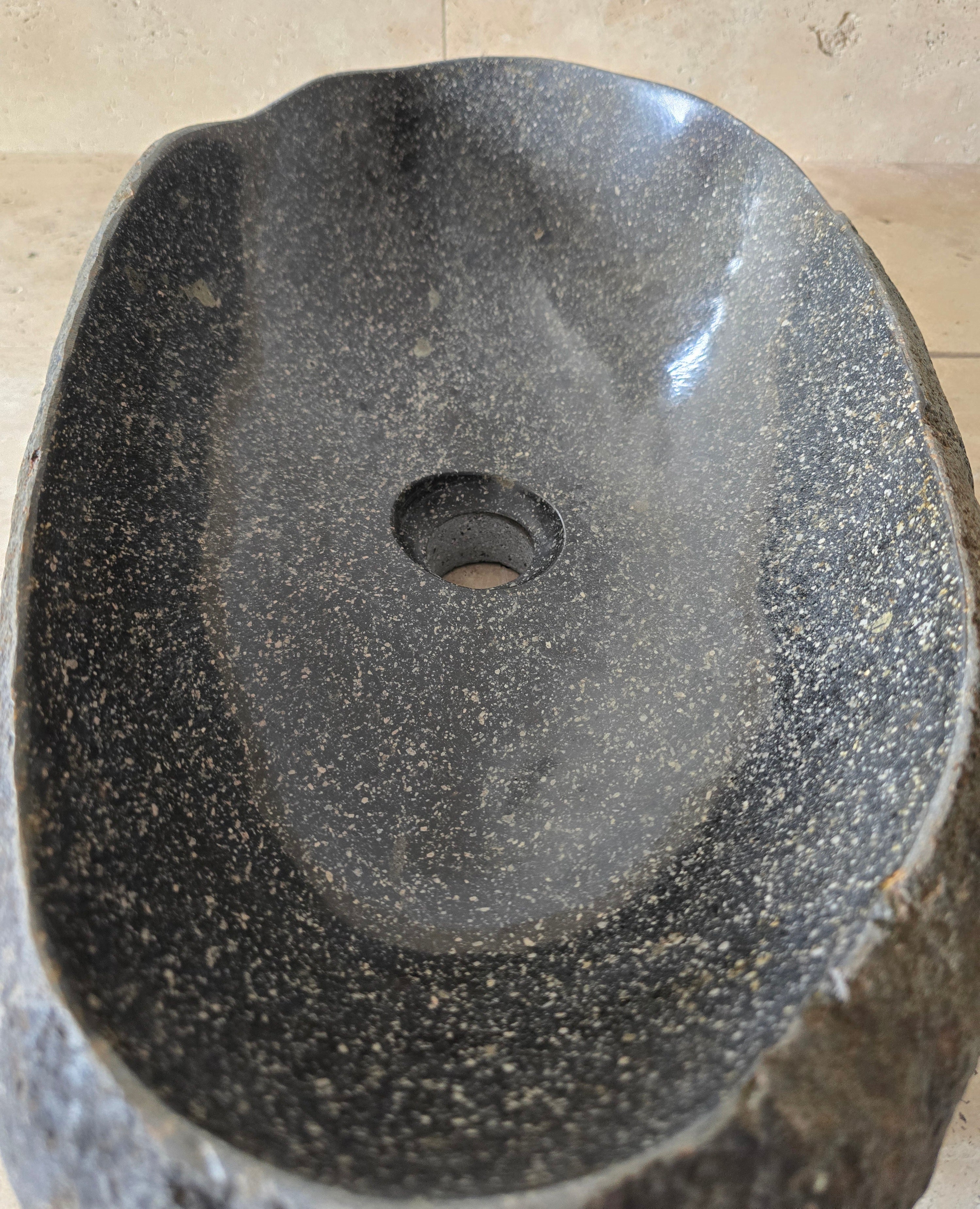Handmade Natural Oval River Stone  Bathroom Basin  PHL 240907