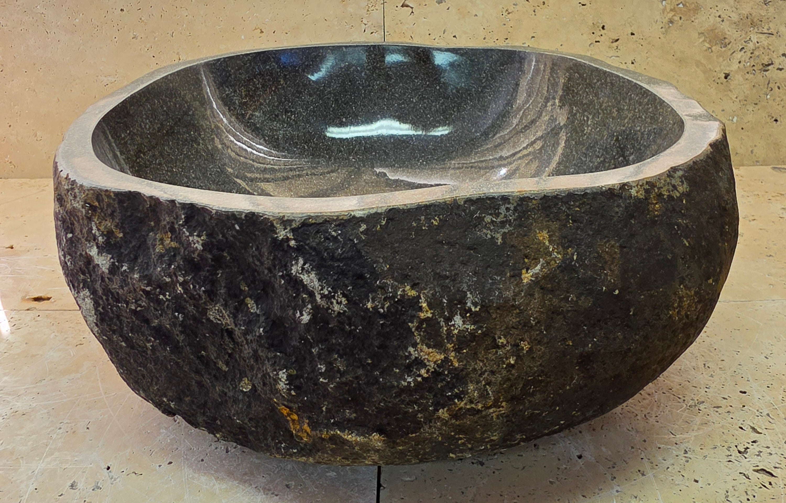 Handmade Natural Oval River Stone  Bathroom Basin  RM 25072059