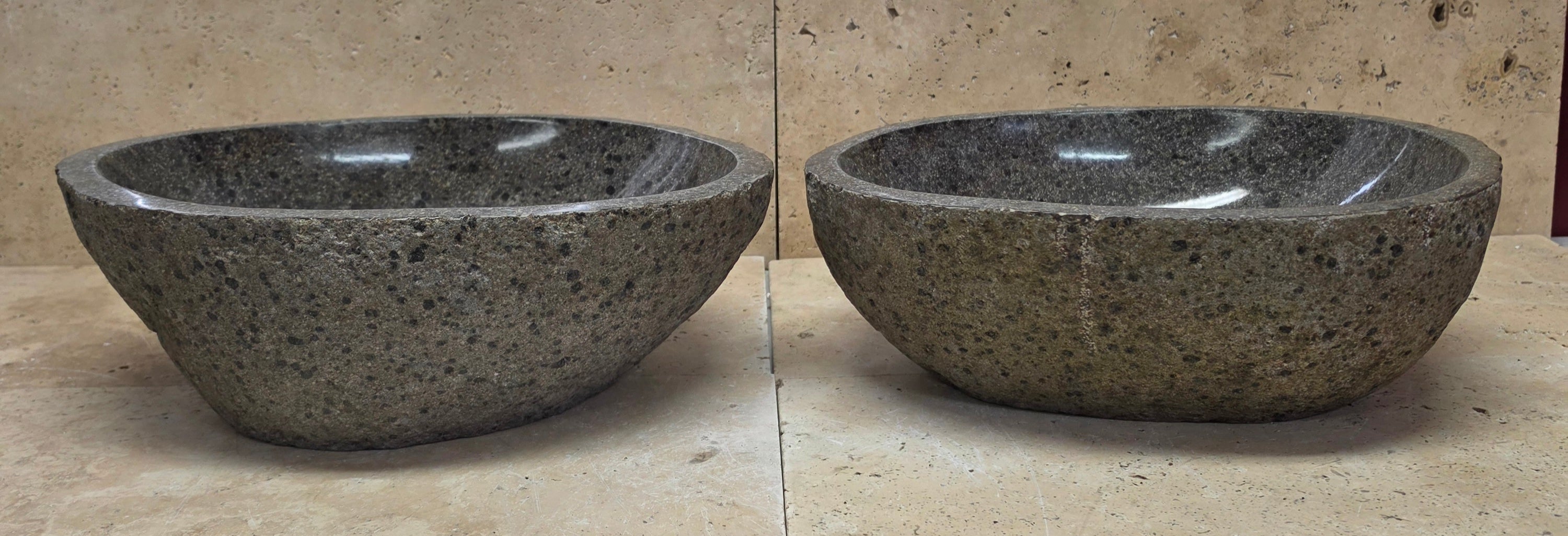 Handmade Natural Oval River Stone  Bathroom Basin TWIN SETS A & B RM 25072034