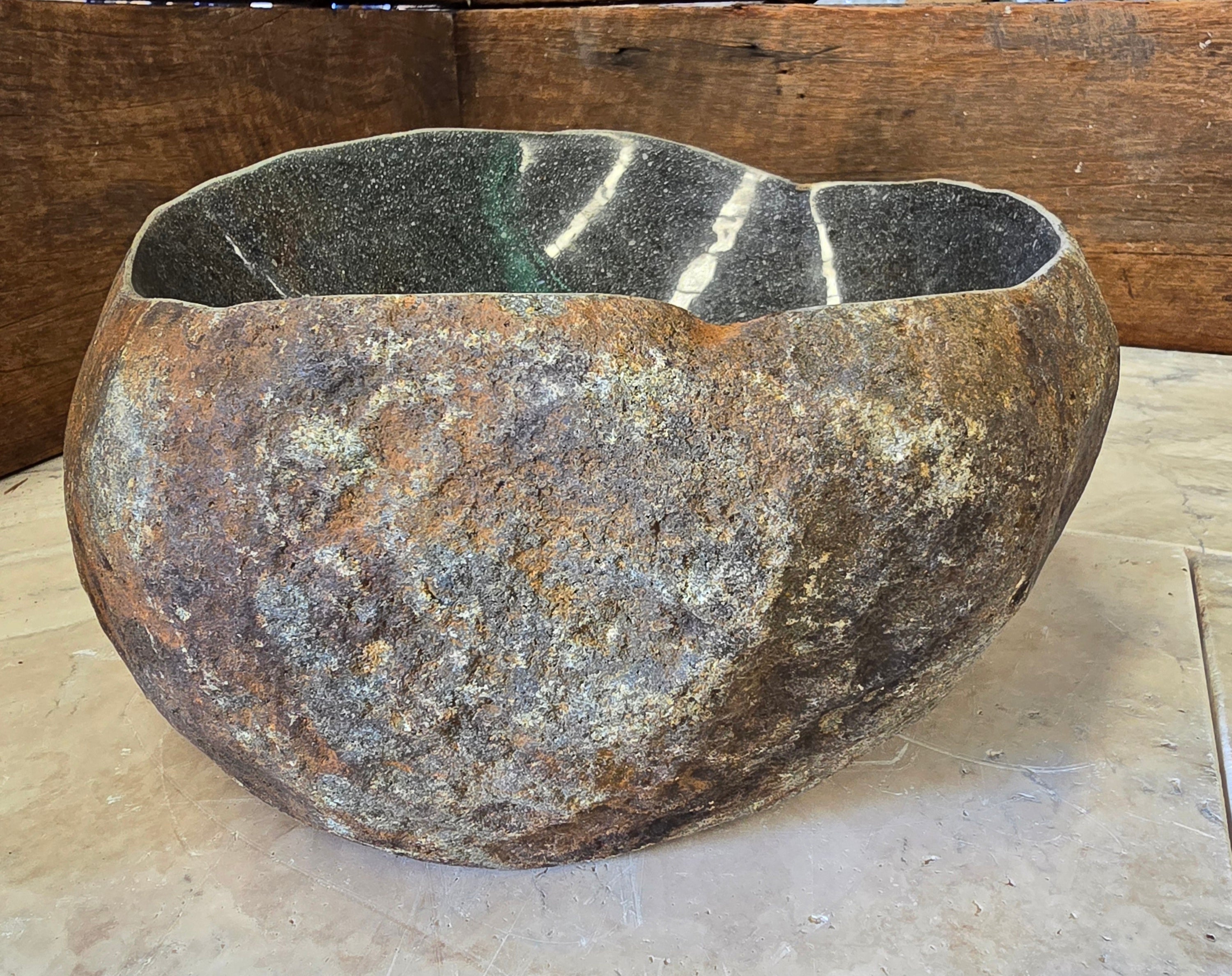 Handmade Natural Oval River Stone  Bathroom Basin  RVS 2409052