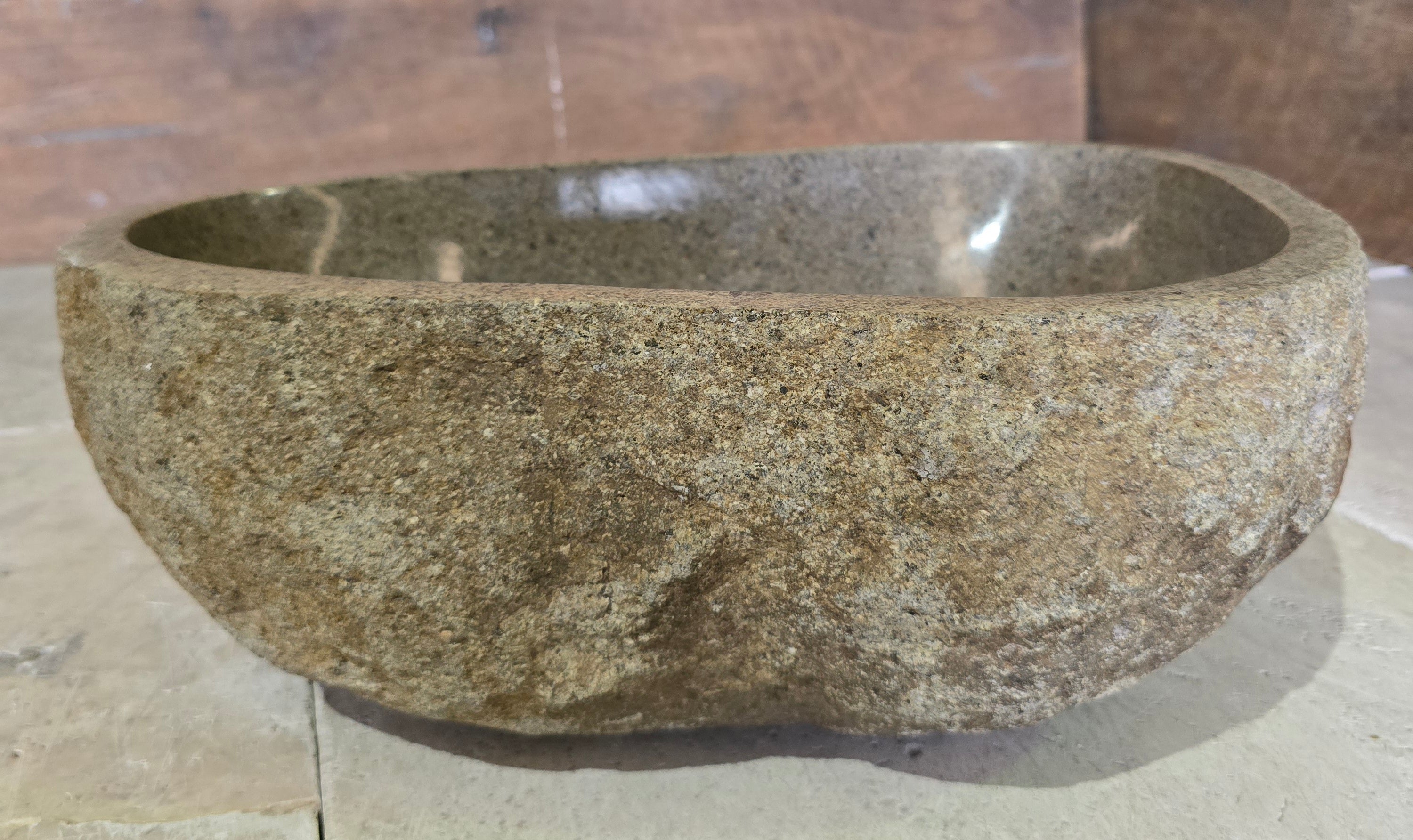Handmade Natural Oval River Stone  Bathroom Basin  RS 2409053