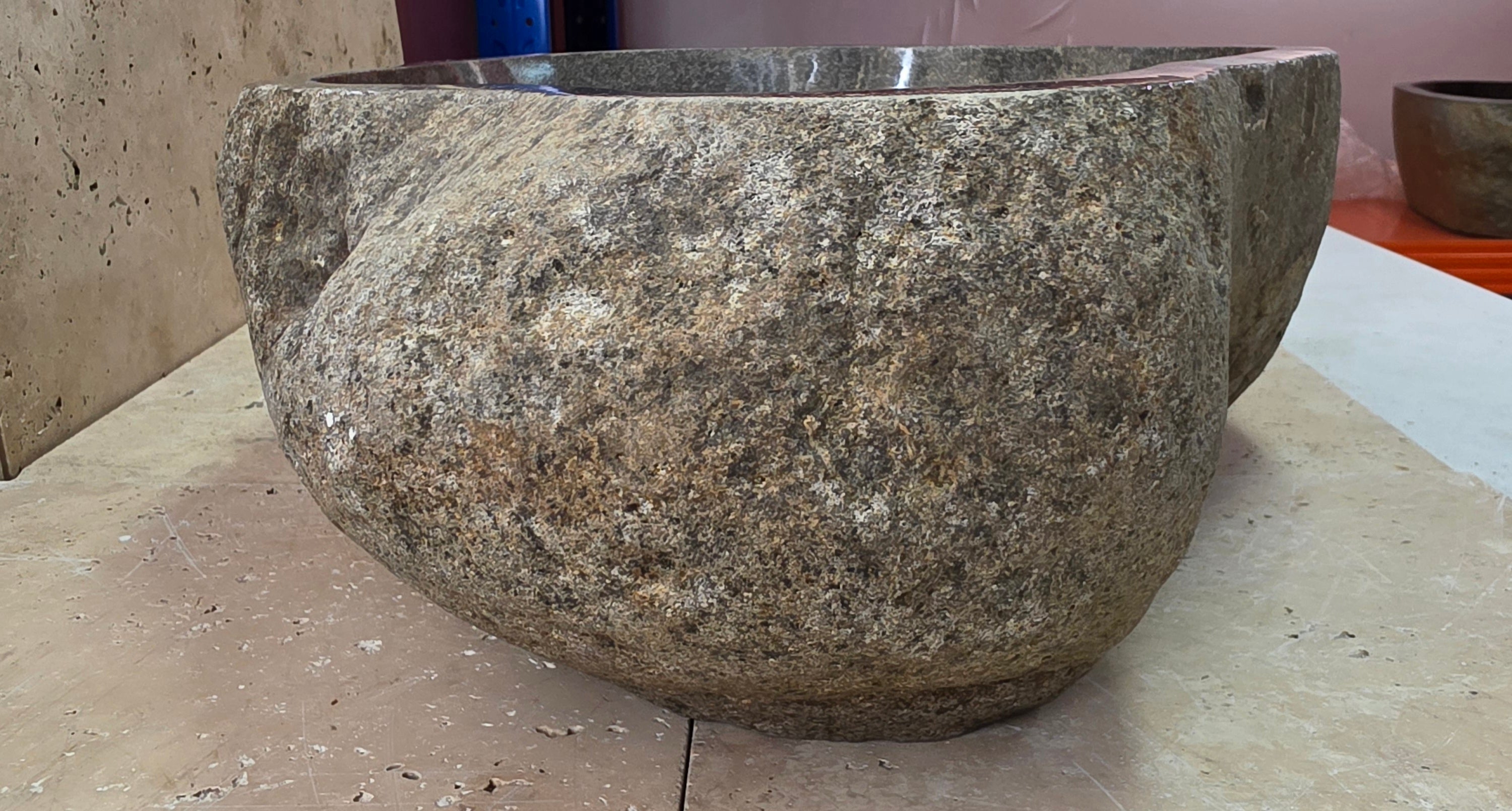 Handmade Natural Oval River Stone  Bathroom Basin  RL 25072035
