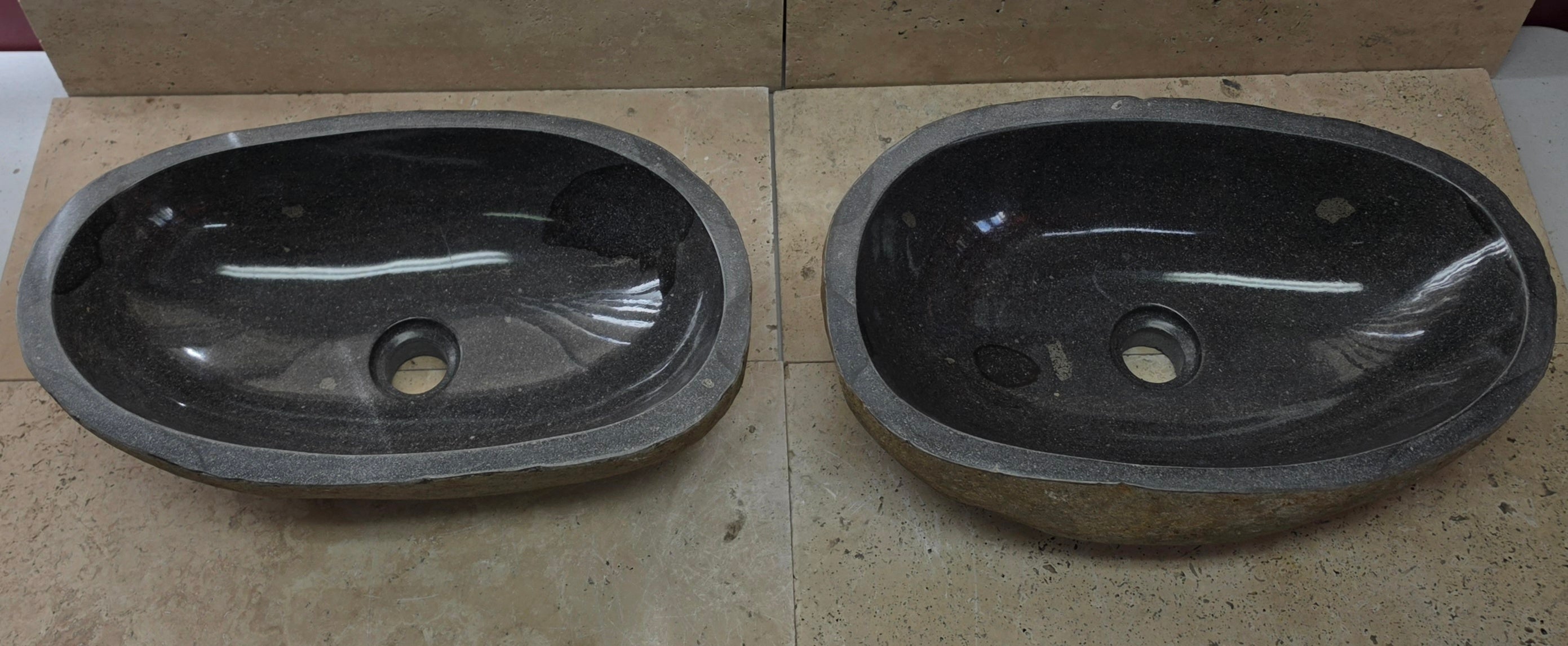 Handmade Natural Oval River Stone  Bathroom Basin LARGE TWIN SETS A & B RL 25072003
