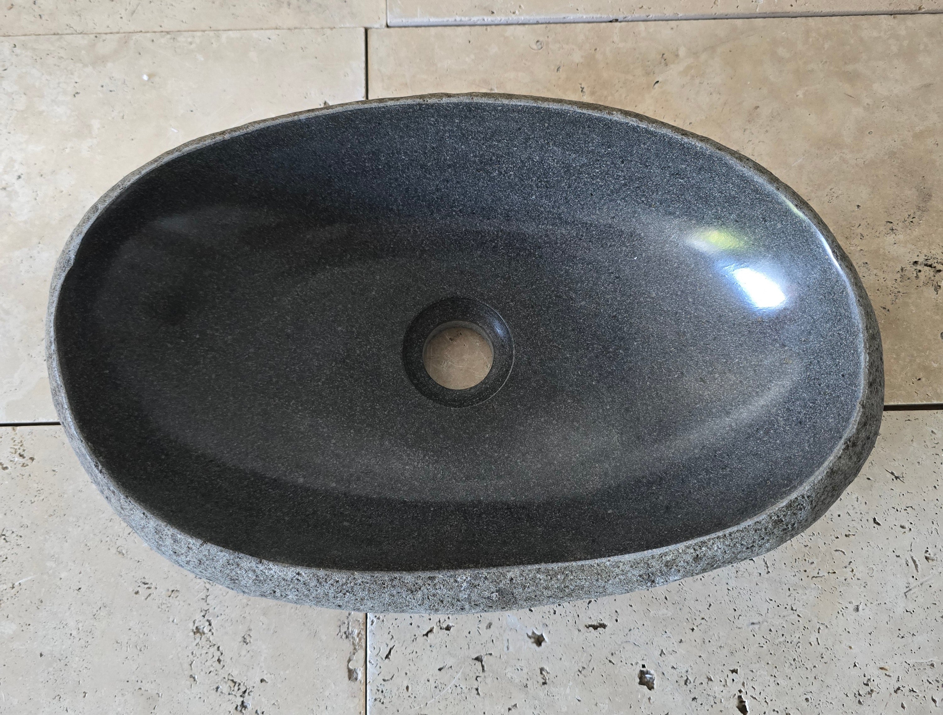 Handmade Natural Oval River Stone  Bathroom Basin  RVM 2409091