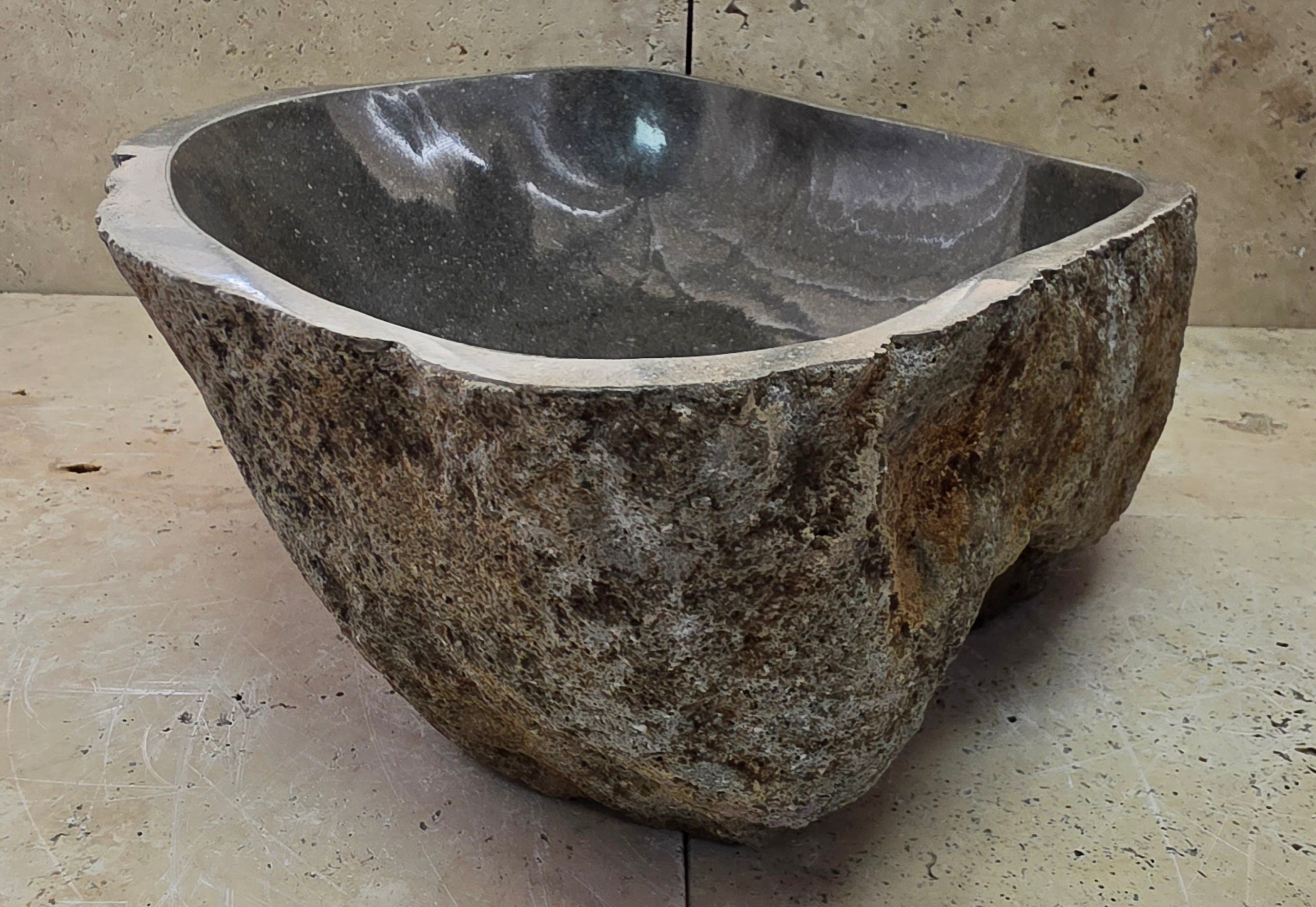 Handmade Natural Oval River Stone  Bathroom Basin  RL 25072021