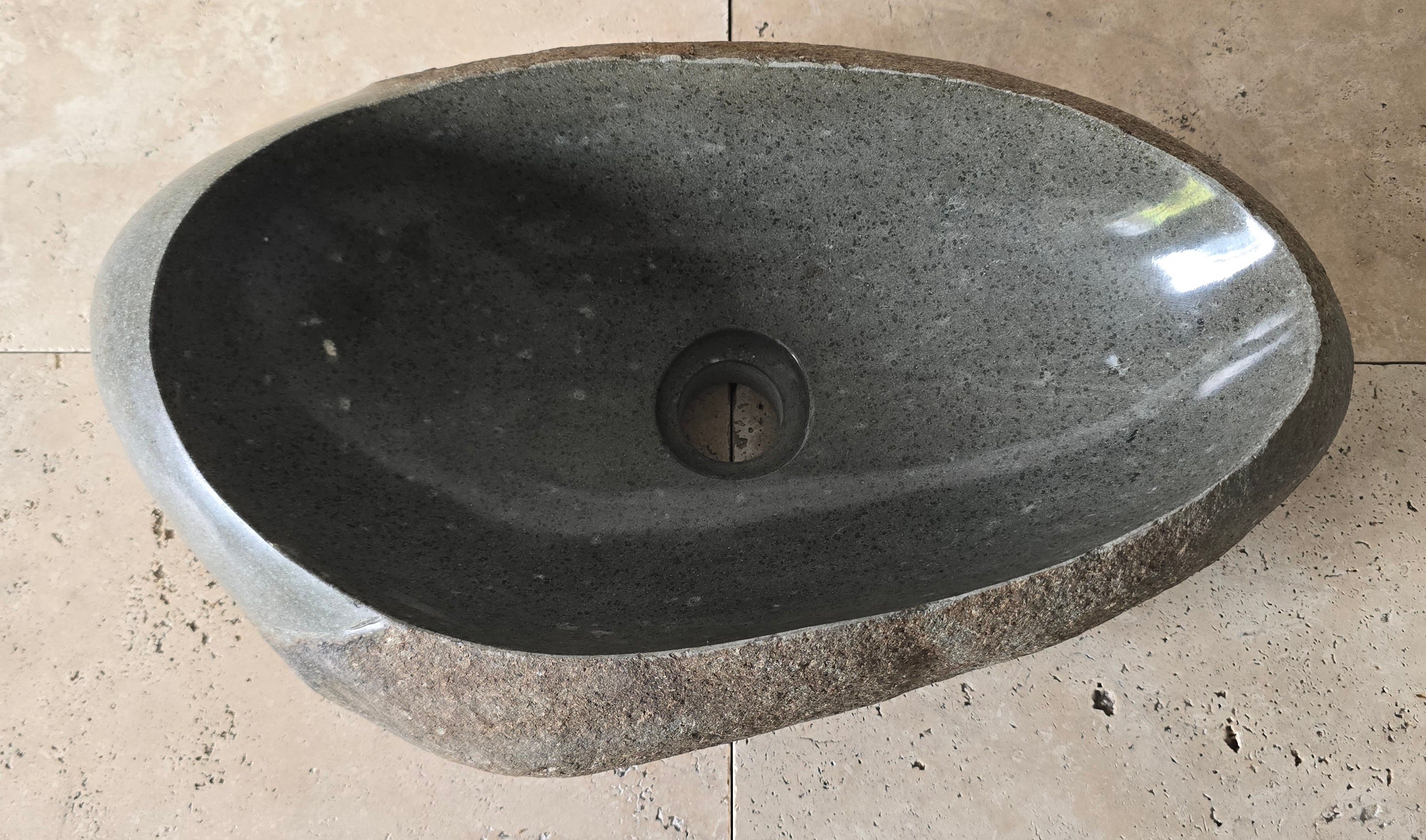 Handmade Natural Oval River Stone  Bathroom Basin  PHM 240919