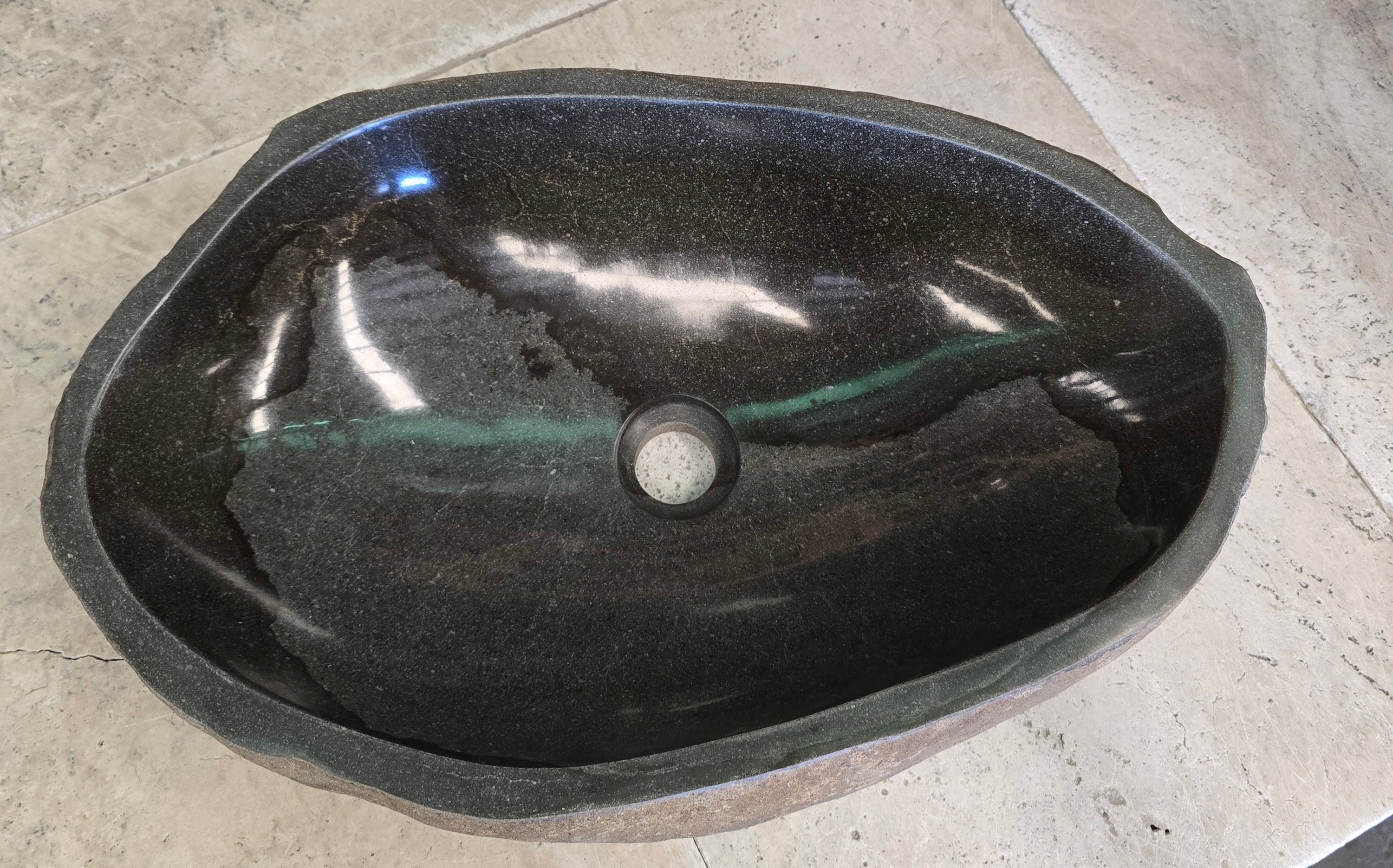Handmade Natural Oval River Stone  Bathroom Basin  RL 240921