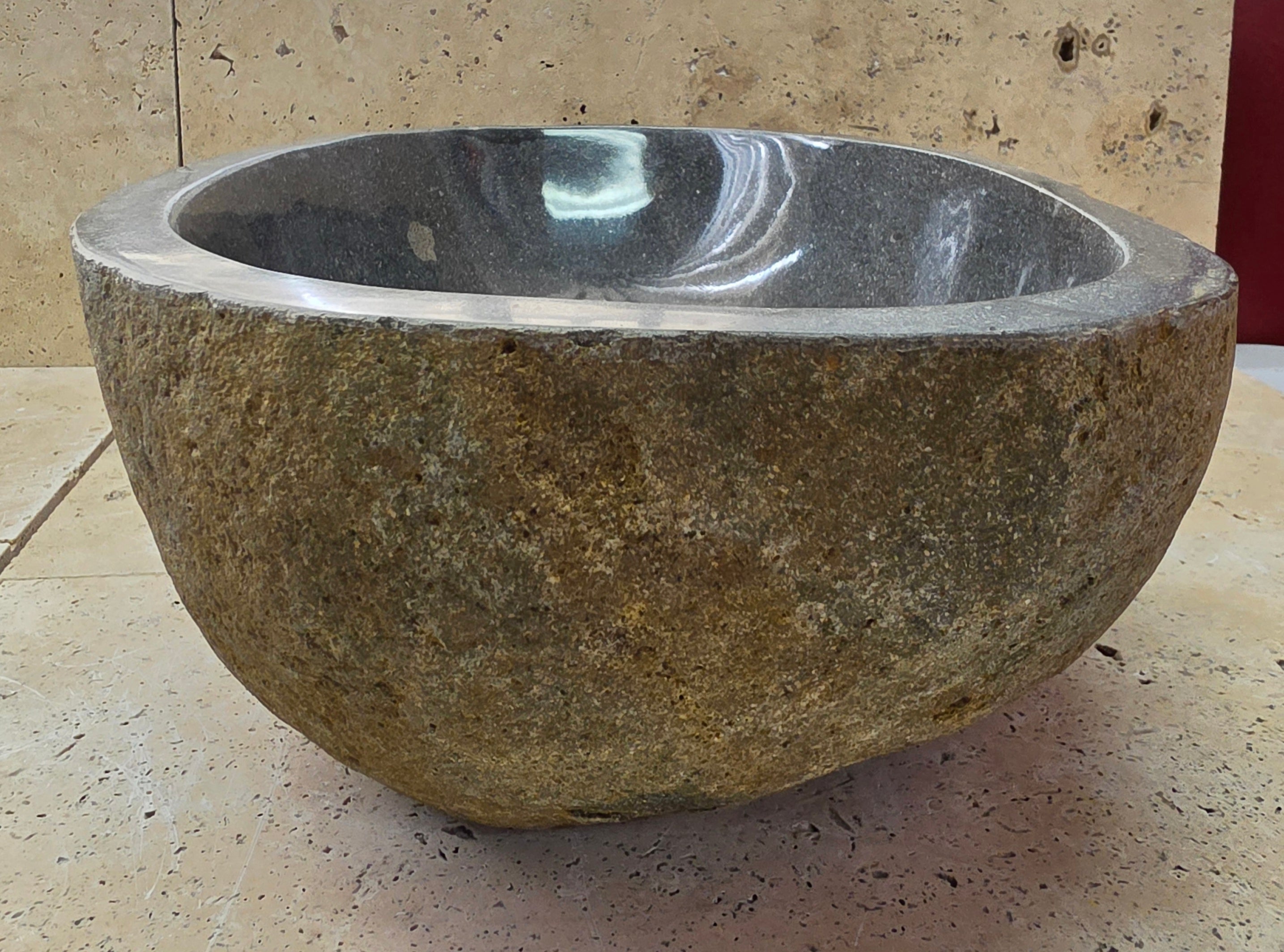 Handmade Natural Oval River Stone  Bathroom Basin LARGE TWIN SETS A & B RL 25072003