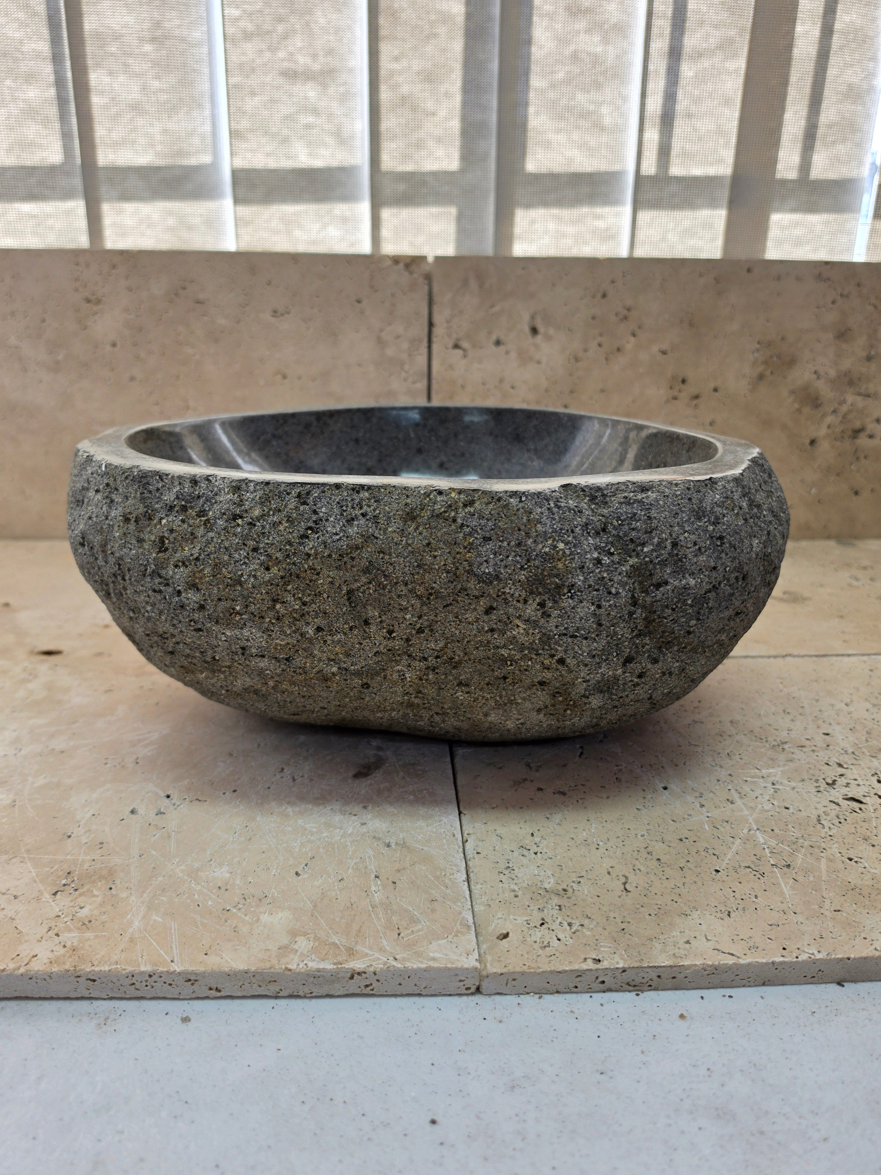 Handmade Natural Oval River Stone  Bathroom Basin  RS 2409135