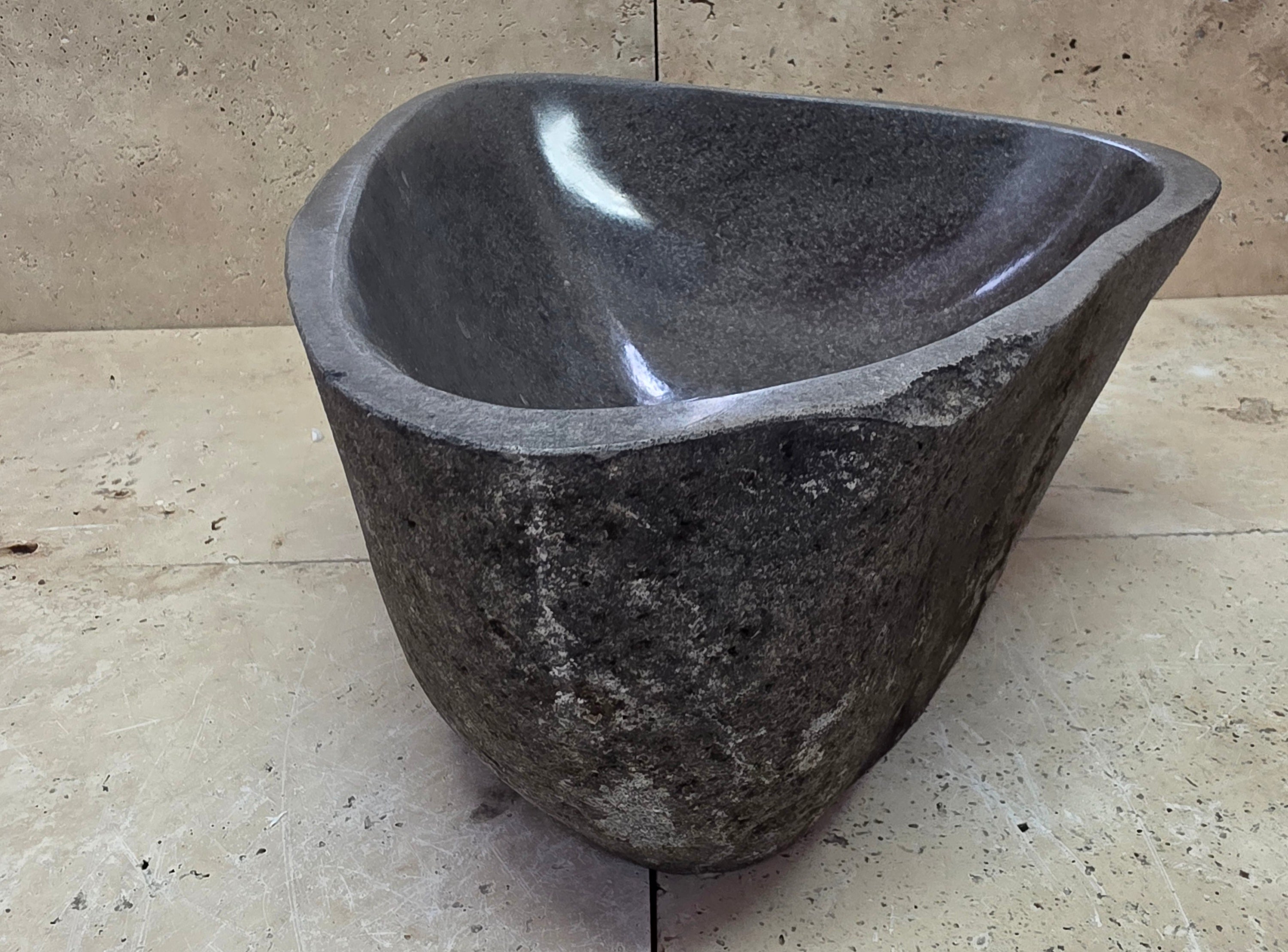 Handmade Natural Oval River Stone  Bathroom Basin  RS 2409028