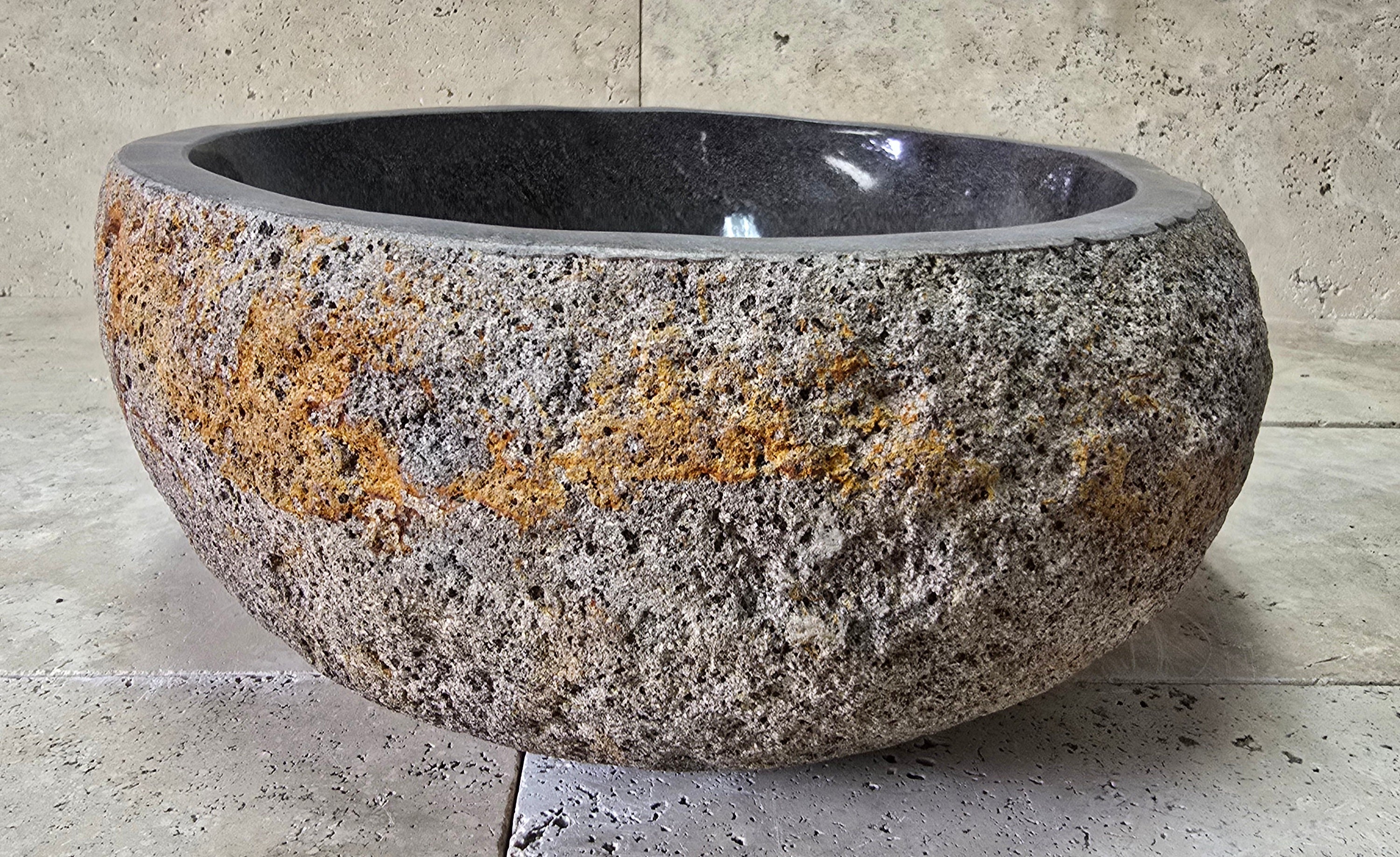 Handmade Natural Oval River Stone  Bathroom Basin  RS 2409031