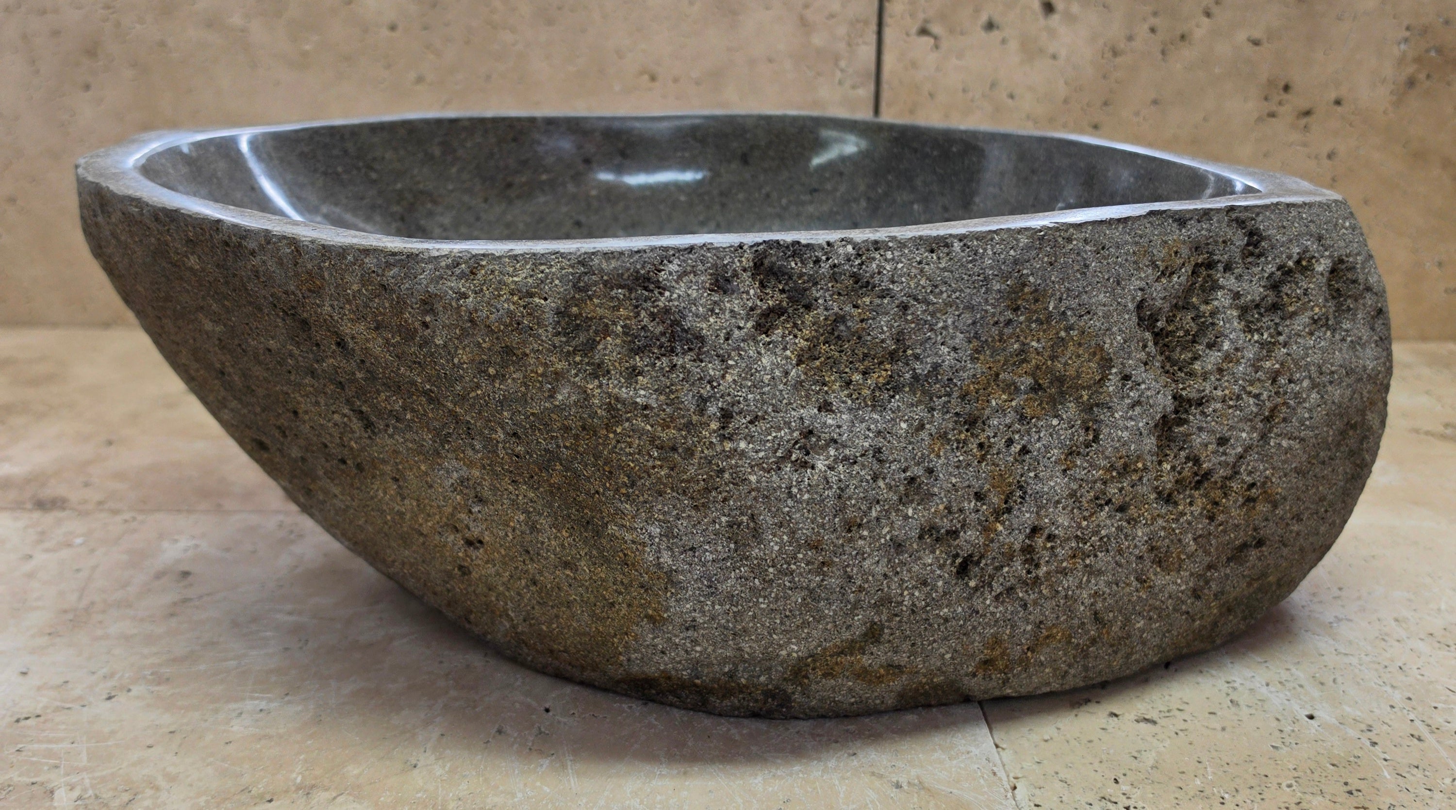 Handmade Natural Oval River Stone  Bathroom Basin  RS 2409040