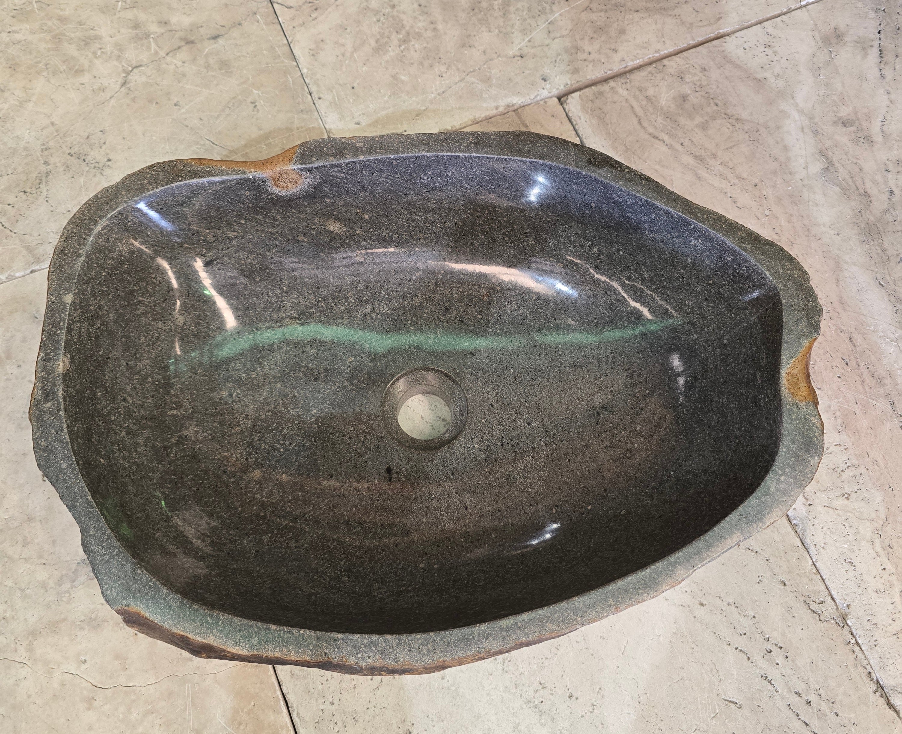 Handmade Natural Oval River Stone  Bathroom Basin  RL 240919