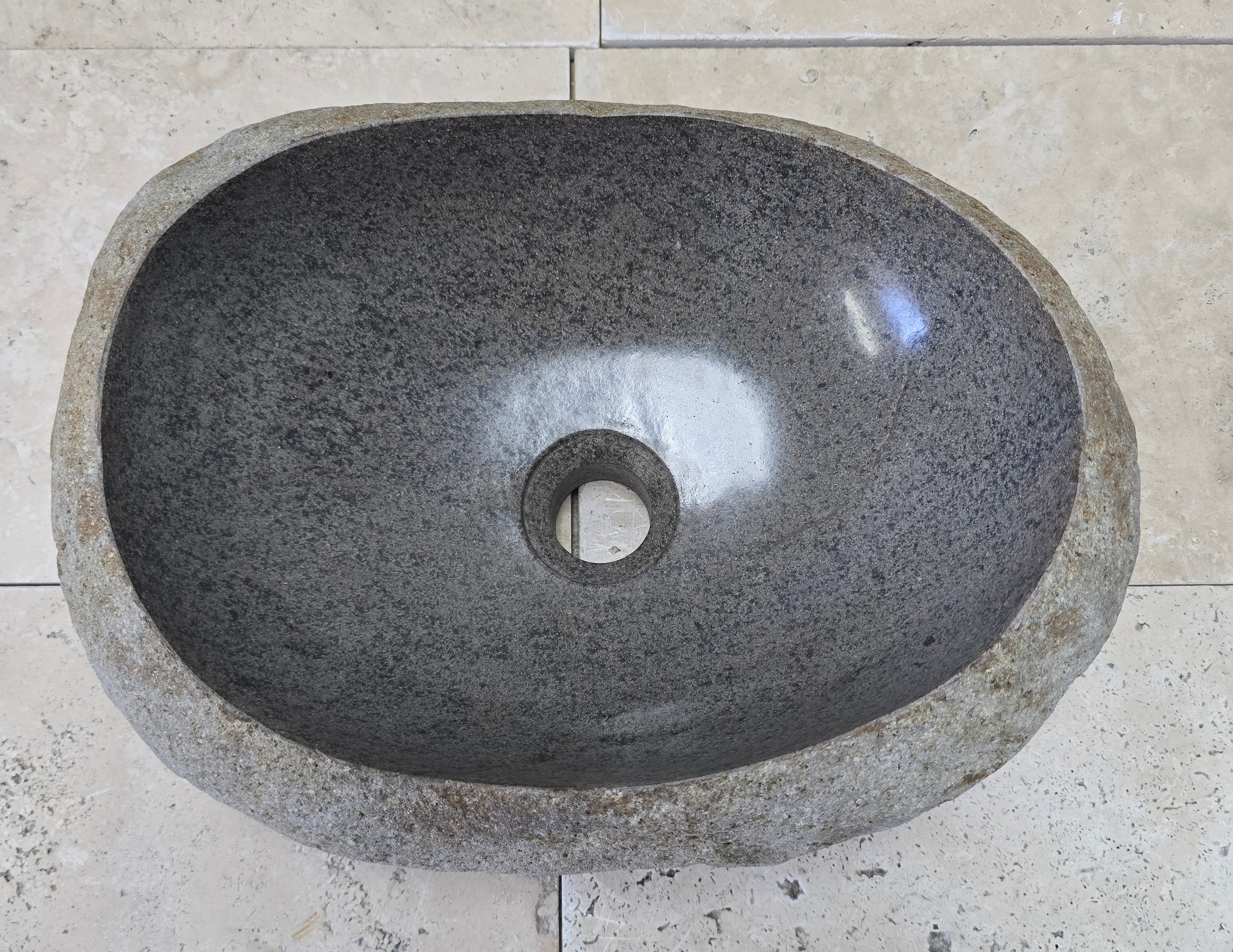 Handmade Natural Oval River Stone  Bathroom Basin  RVM 2409029