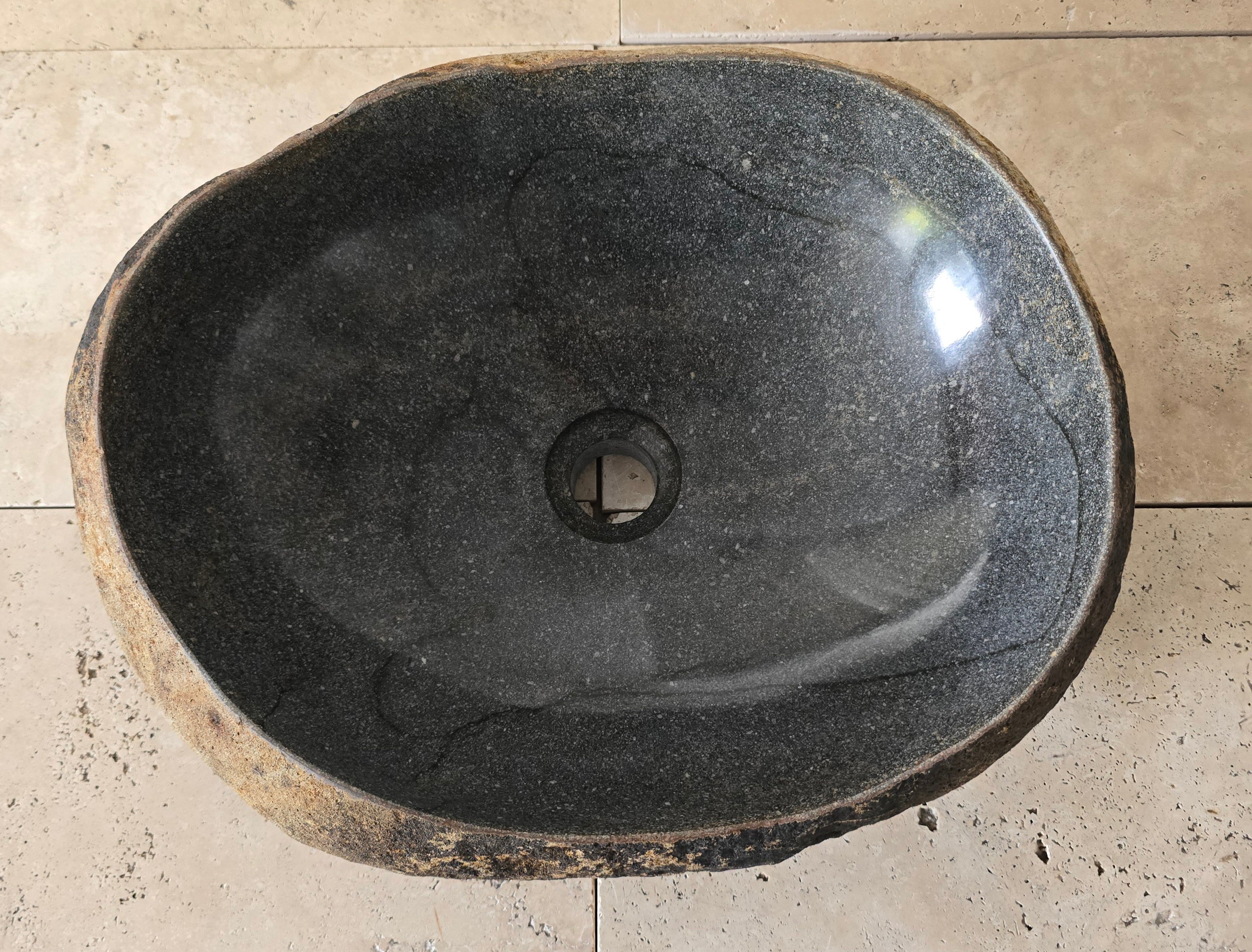 Handmade Natural Oval River Stone  Bathroom Basin  RVM 2409018
