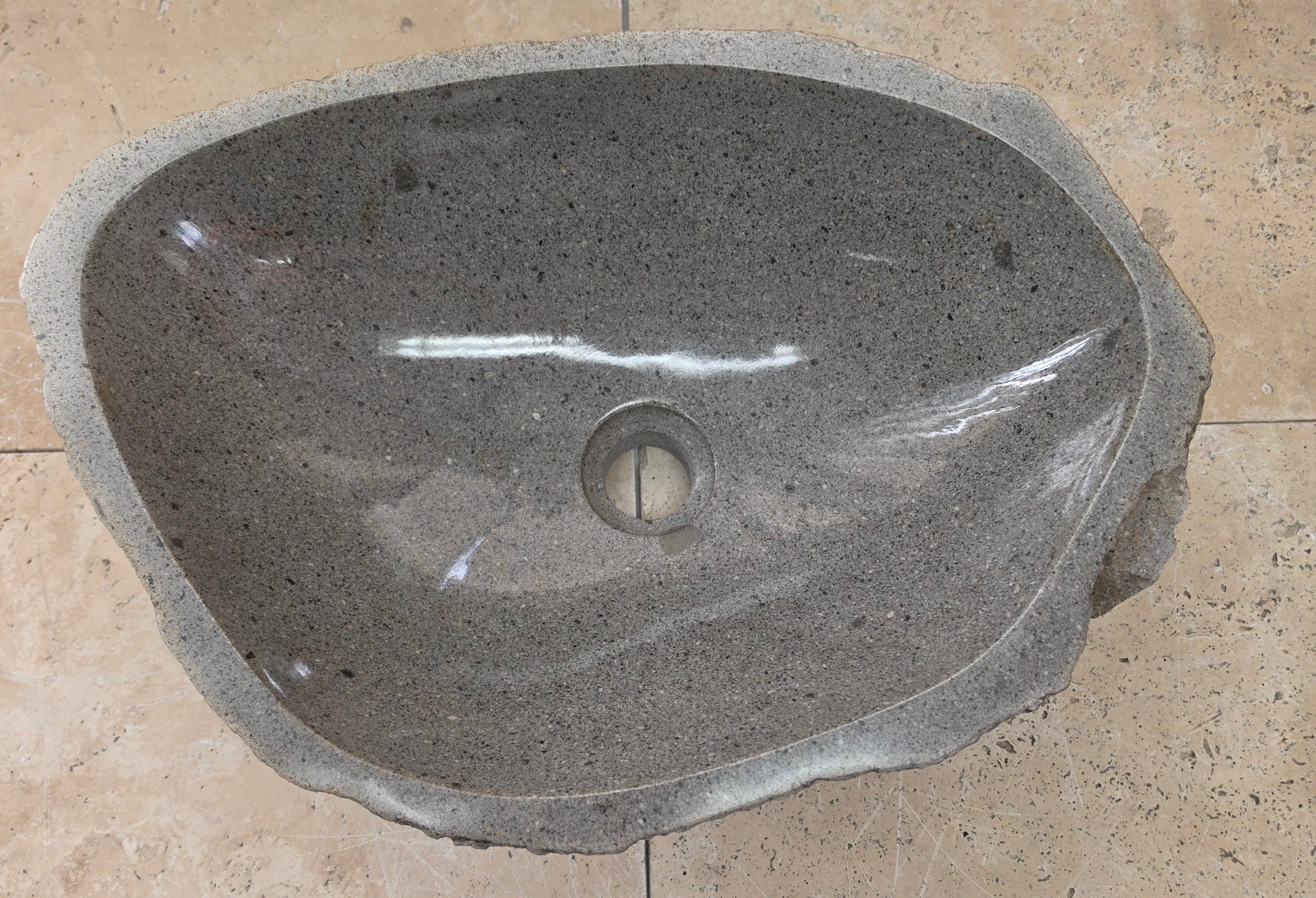 Handmade Natural Oval River Stone  Bathroom Basin  RM 25072053