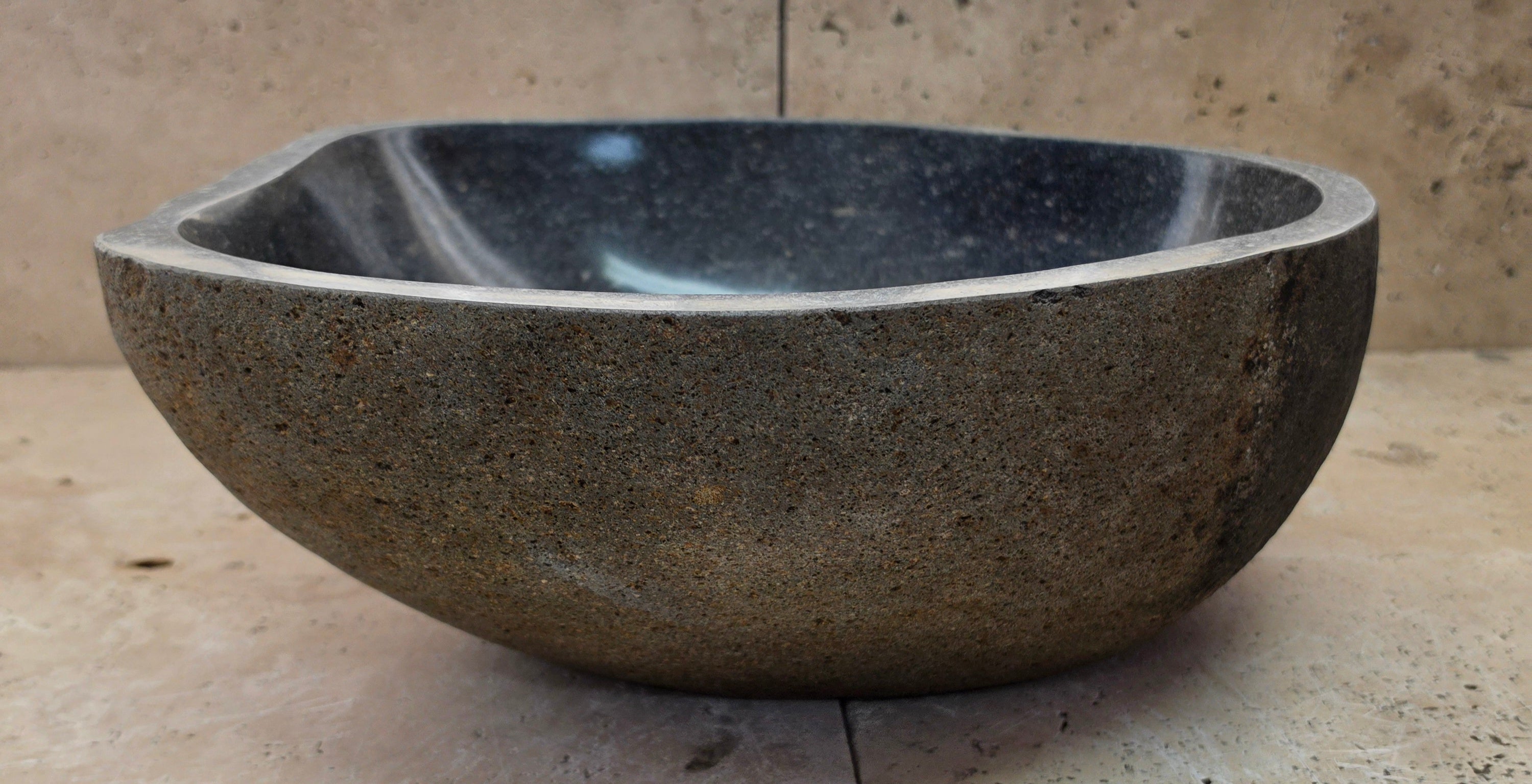 Handmade Natural Oval River Stone  Bathroom Basin  RS 2409091