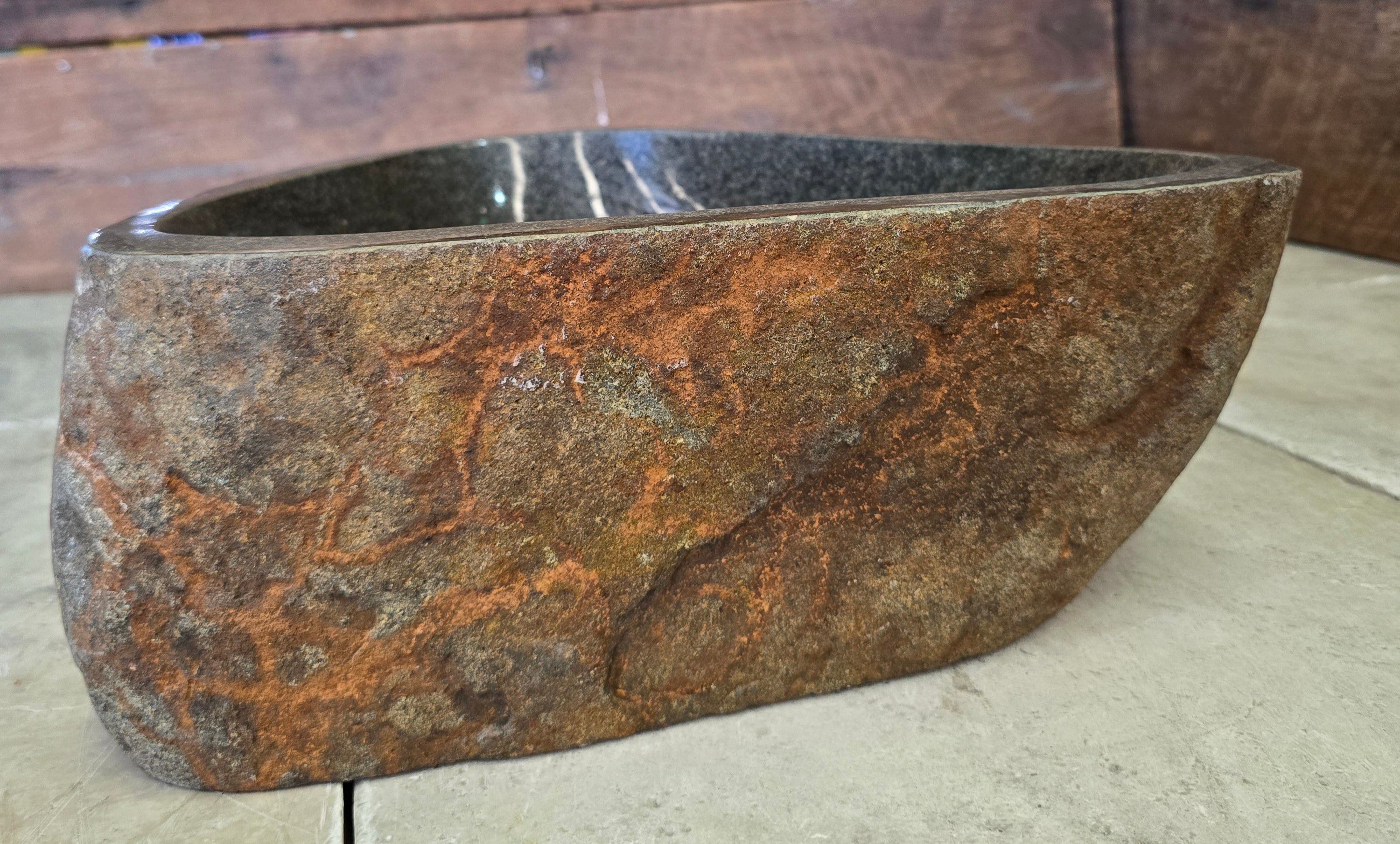 Handmade Natural Oval River Stone  Bathroom Basin  RS 2409012