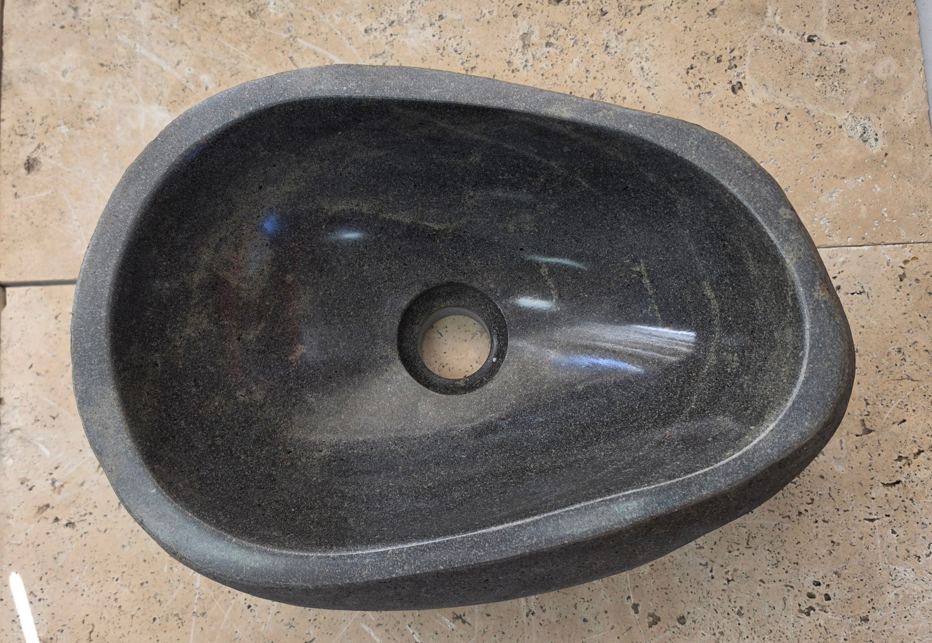 Handmade Natural Oval River Stone  Bathroom Basin  RS 2409133