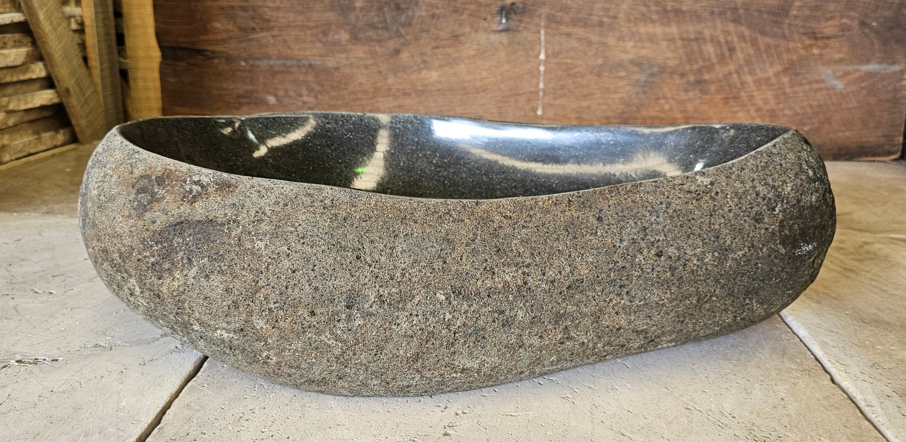 Handmade Natural Oval River Stone  Bathroom Basin  RVL 240936