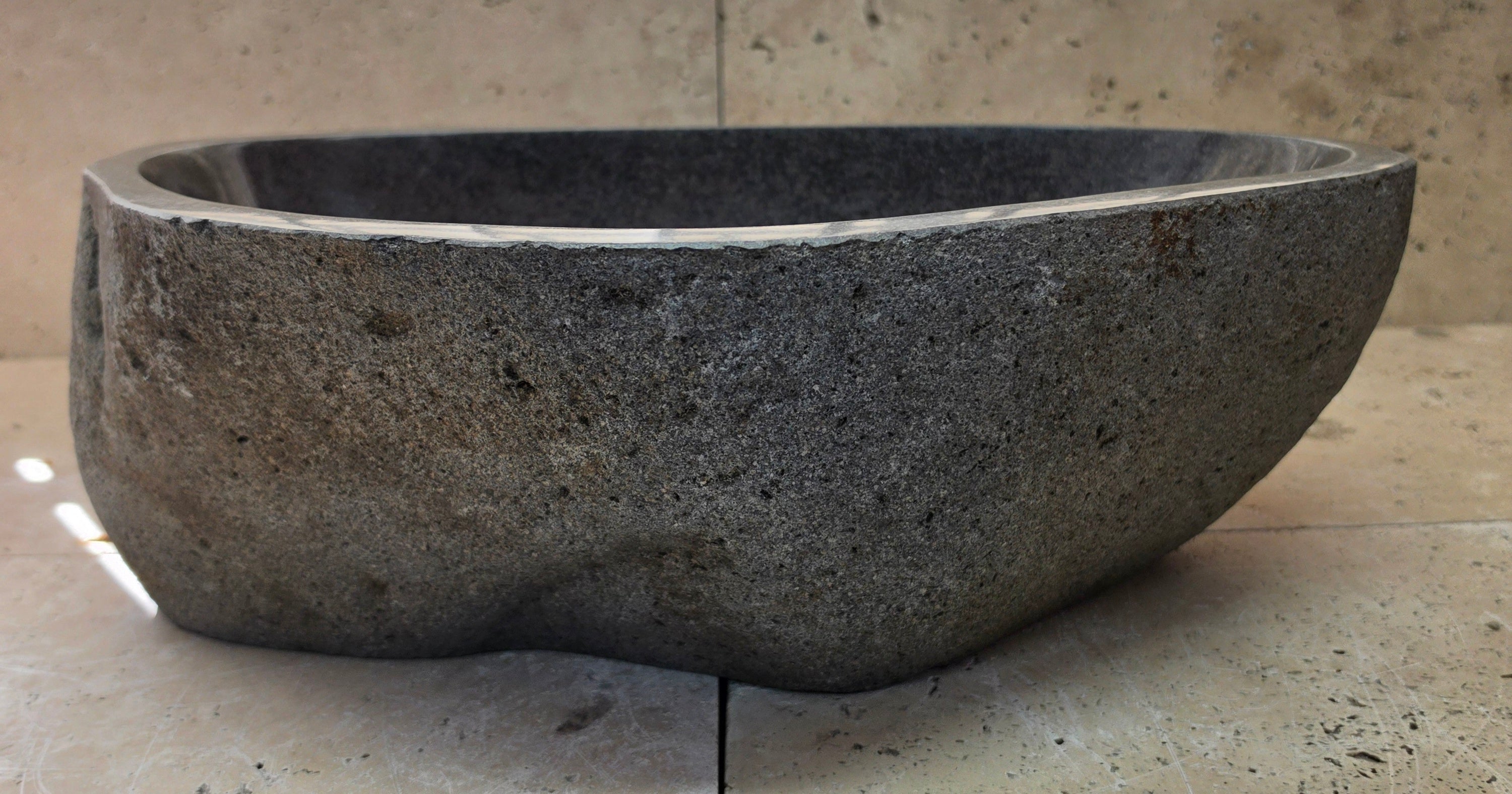Handmade Natural Oval River Stone  Bathroom Basin  RM 25072096