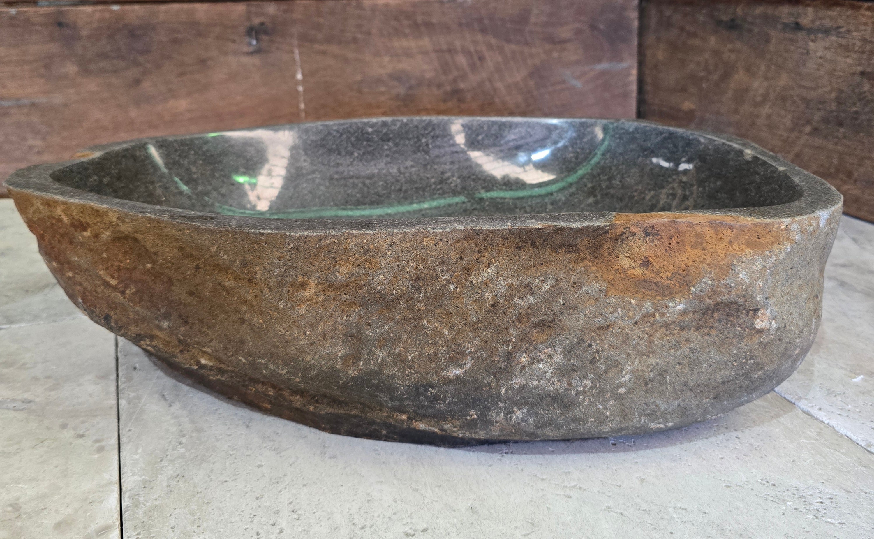 Handmade Natural Oval River Stone  Bathroom Basin  RL 240919