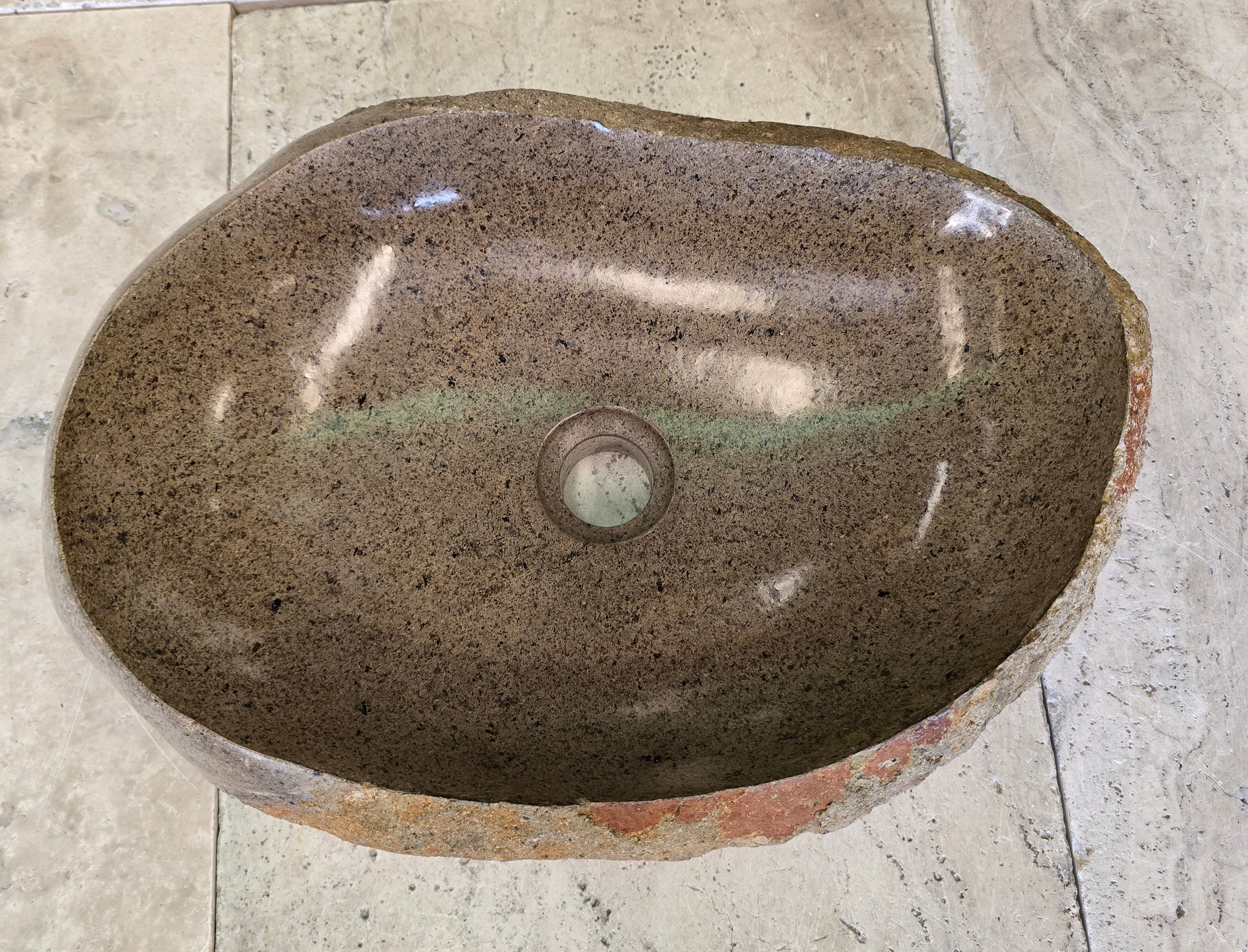 Handmade Natural Oval River Stone  Bathroom Basin  PHM 240917