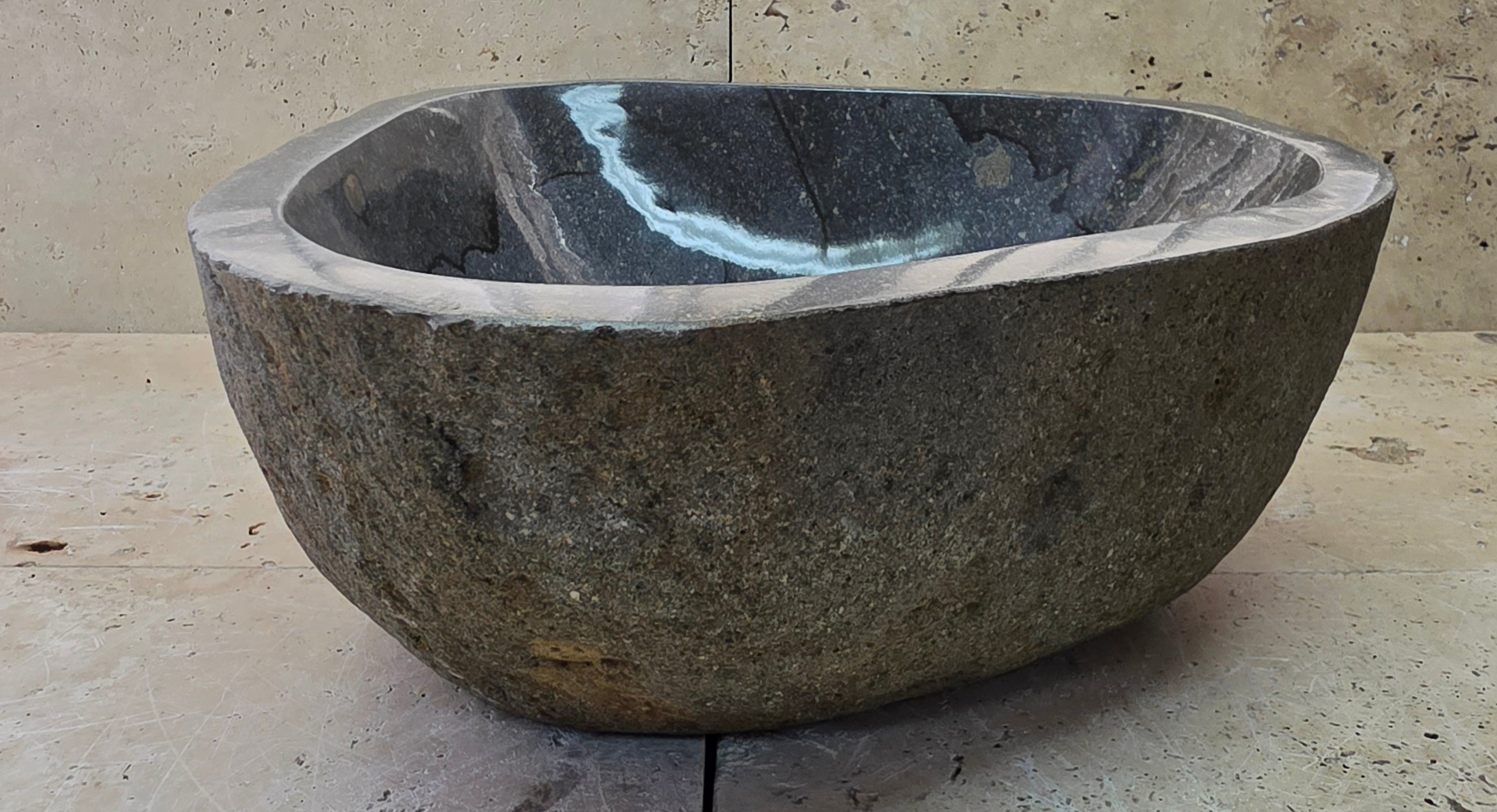 Handmade Natural Oval River Stone  Bathroom Basin  RS 25072063