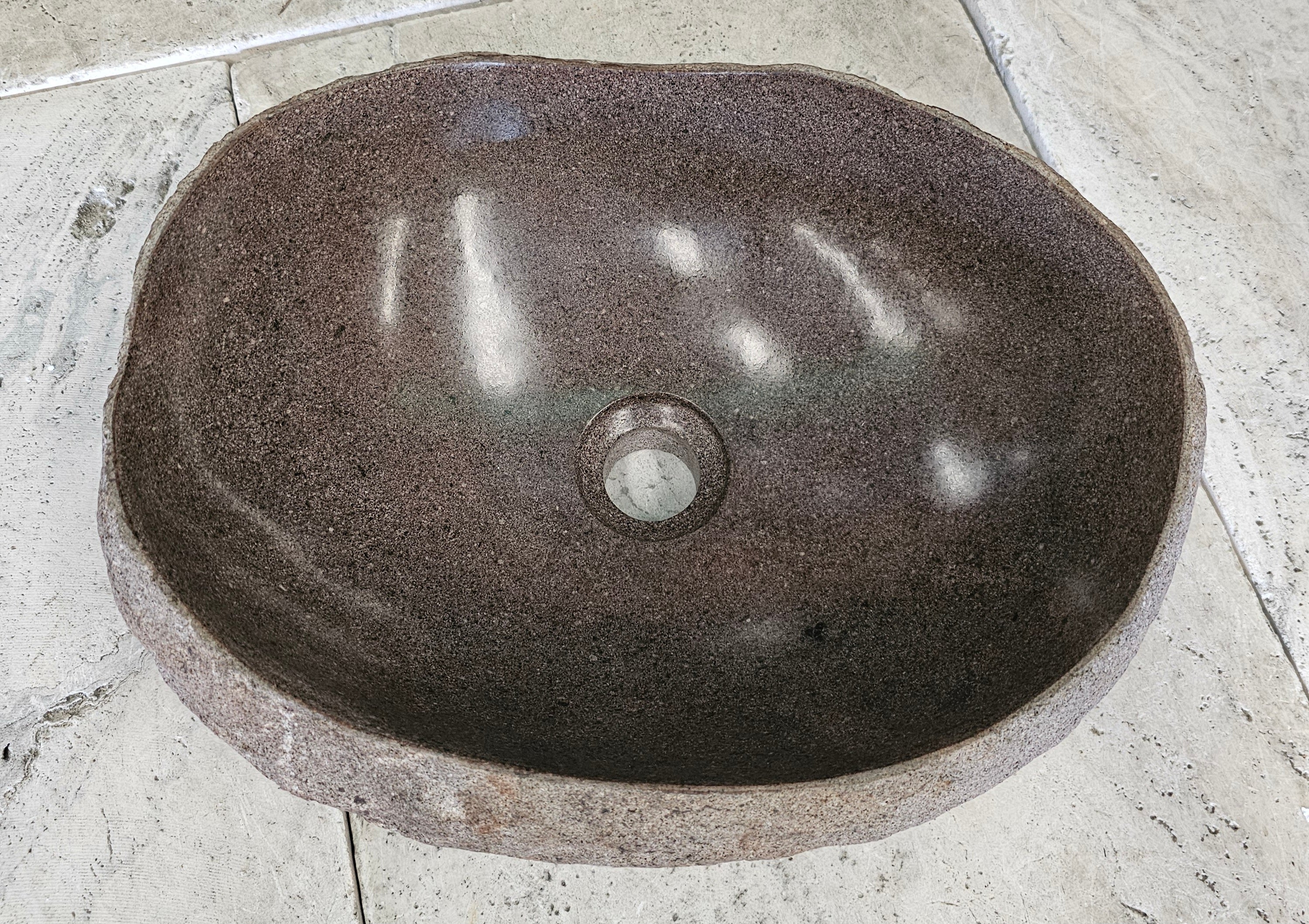 Handmade Natural Oval River Stone  Bathroom Basin  RVS 2409028