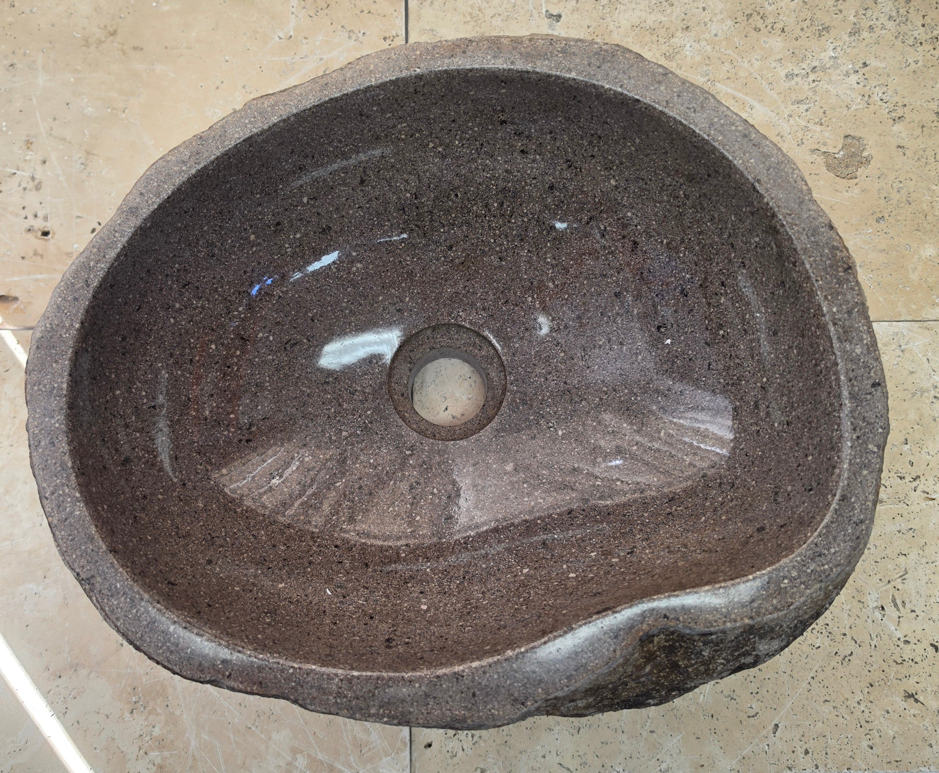 Handmade Natural Oval River Stone  Bathroom Basin  RS 250720450