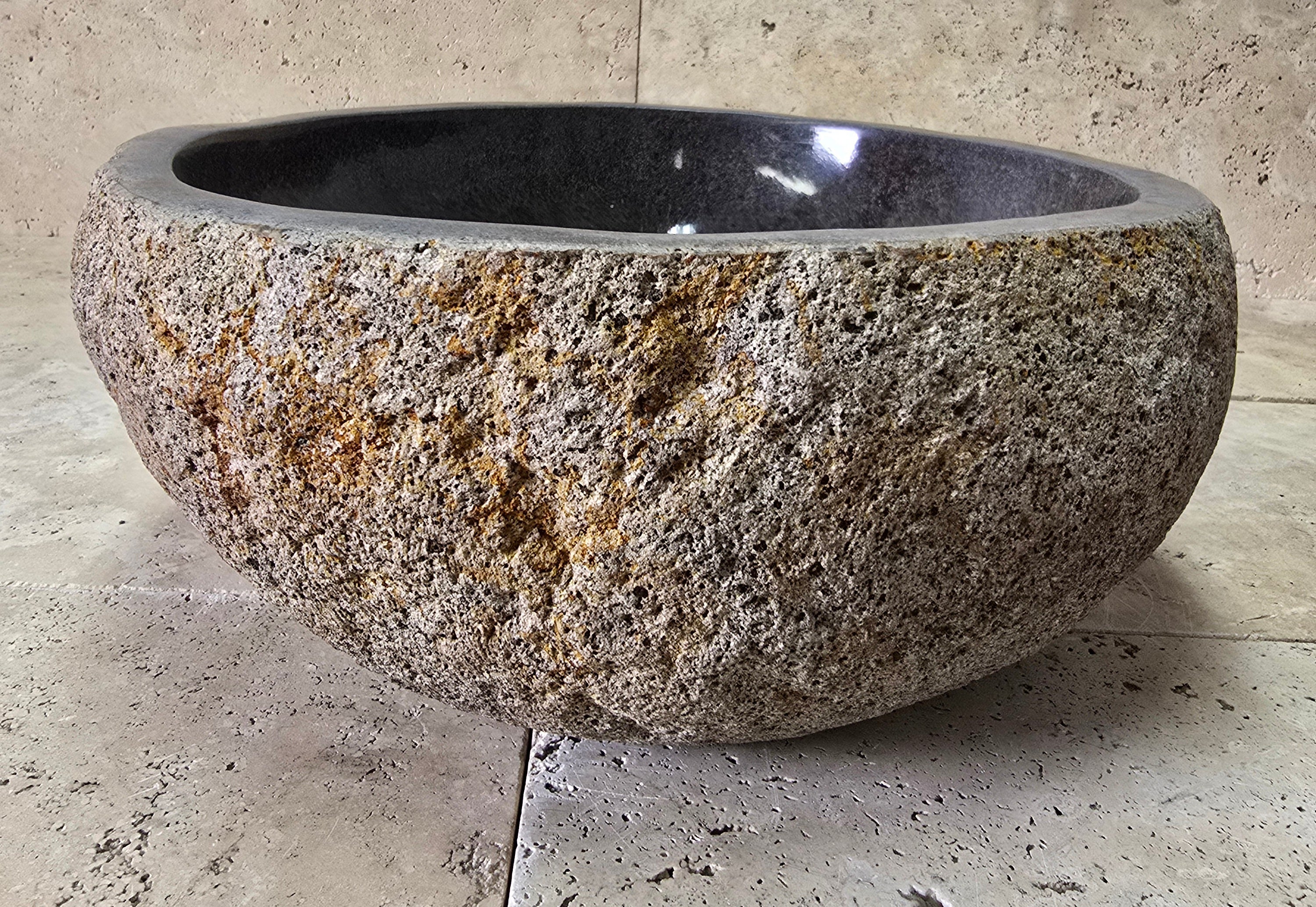Handmade Natural Oval River Stone  Bathroom Basin  RS 2409031