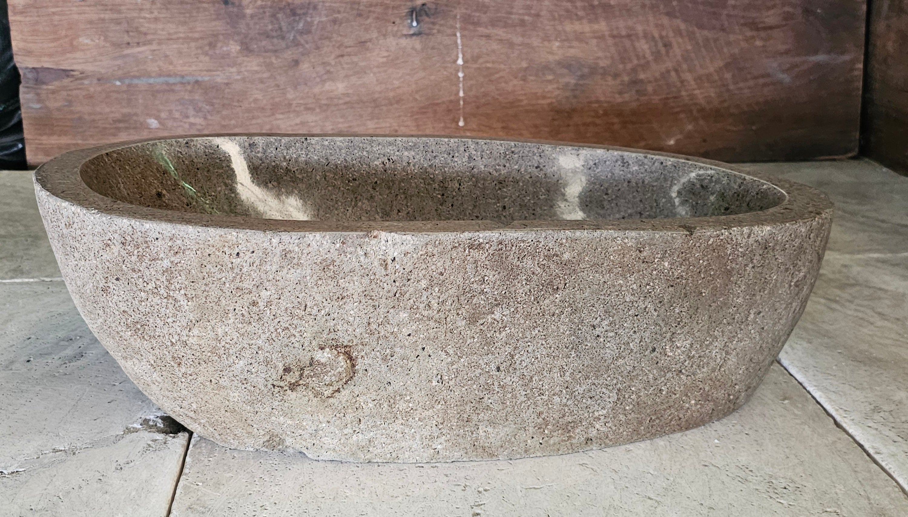 Handmade Natural Oval River Stone  Bathroom Basin  RL 2409220