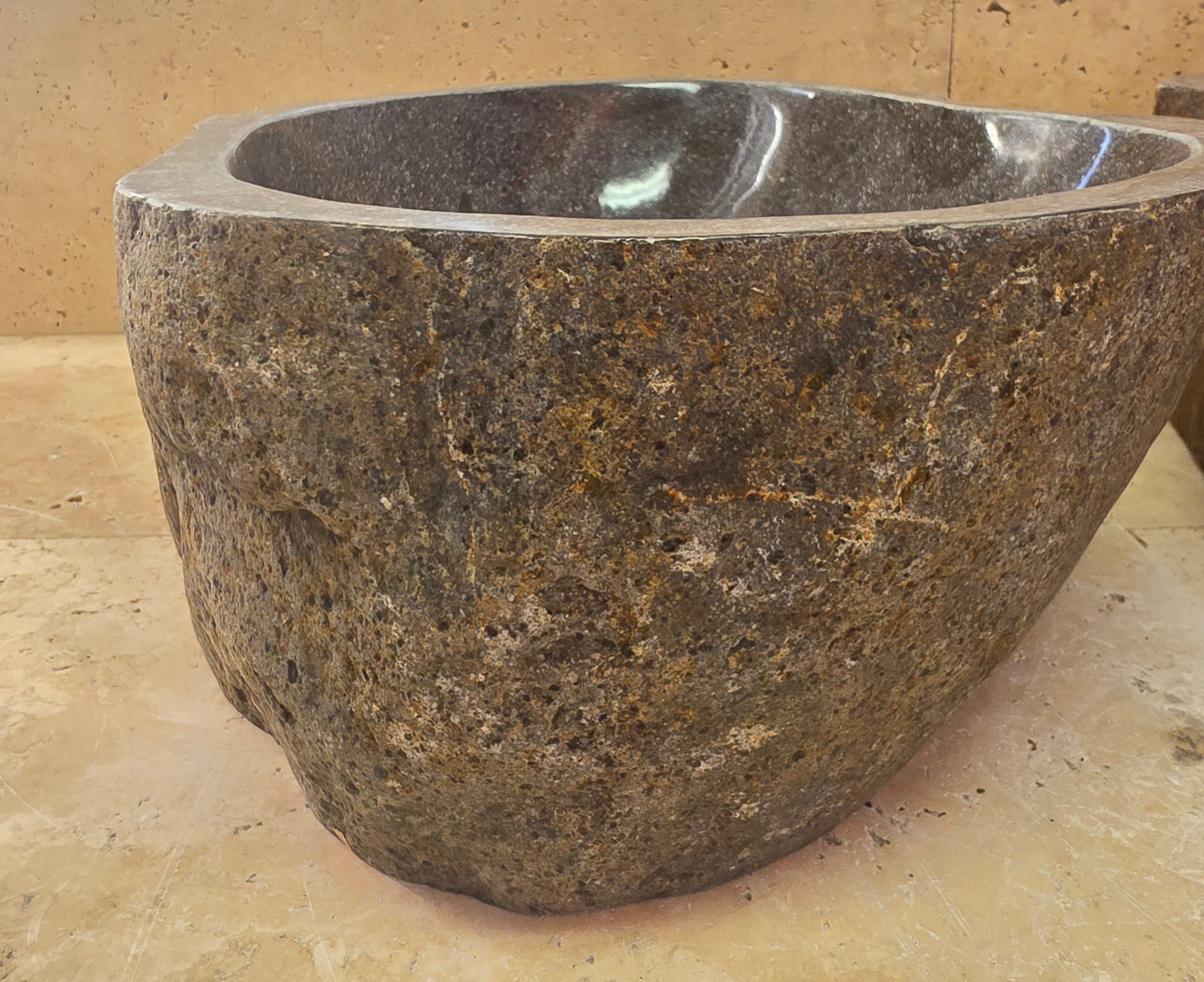 Handmade Natural Oval River Stone  Bathroom Basin TWIN SETS A & B RM 25072030