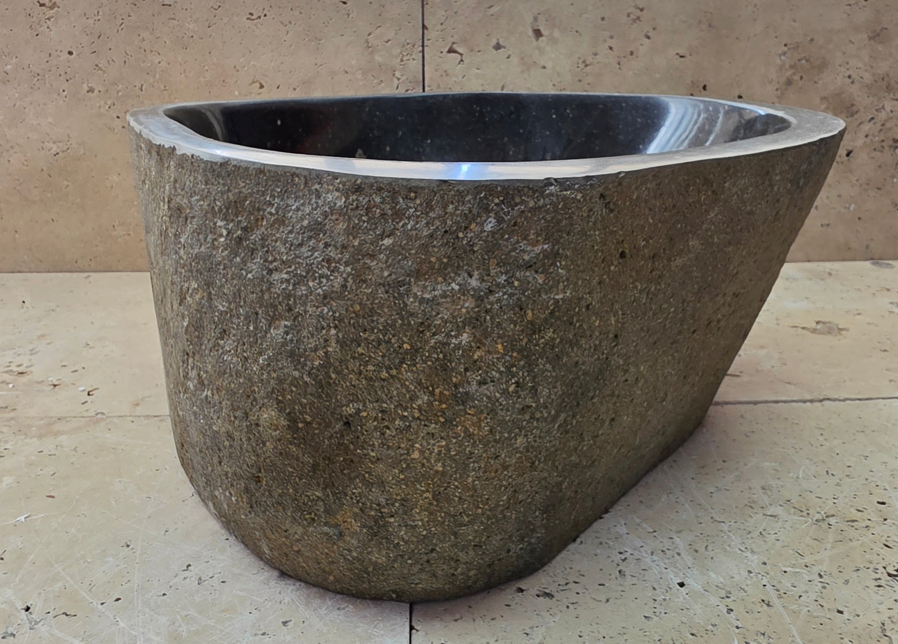 Handmade Natural Oval River Stone  Bathroom Basin  RS 2409020