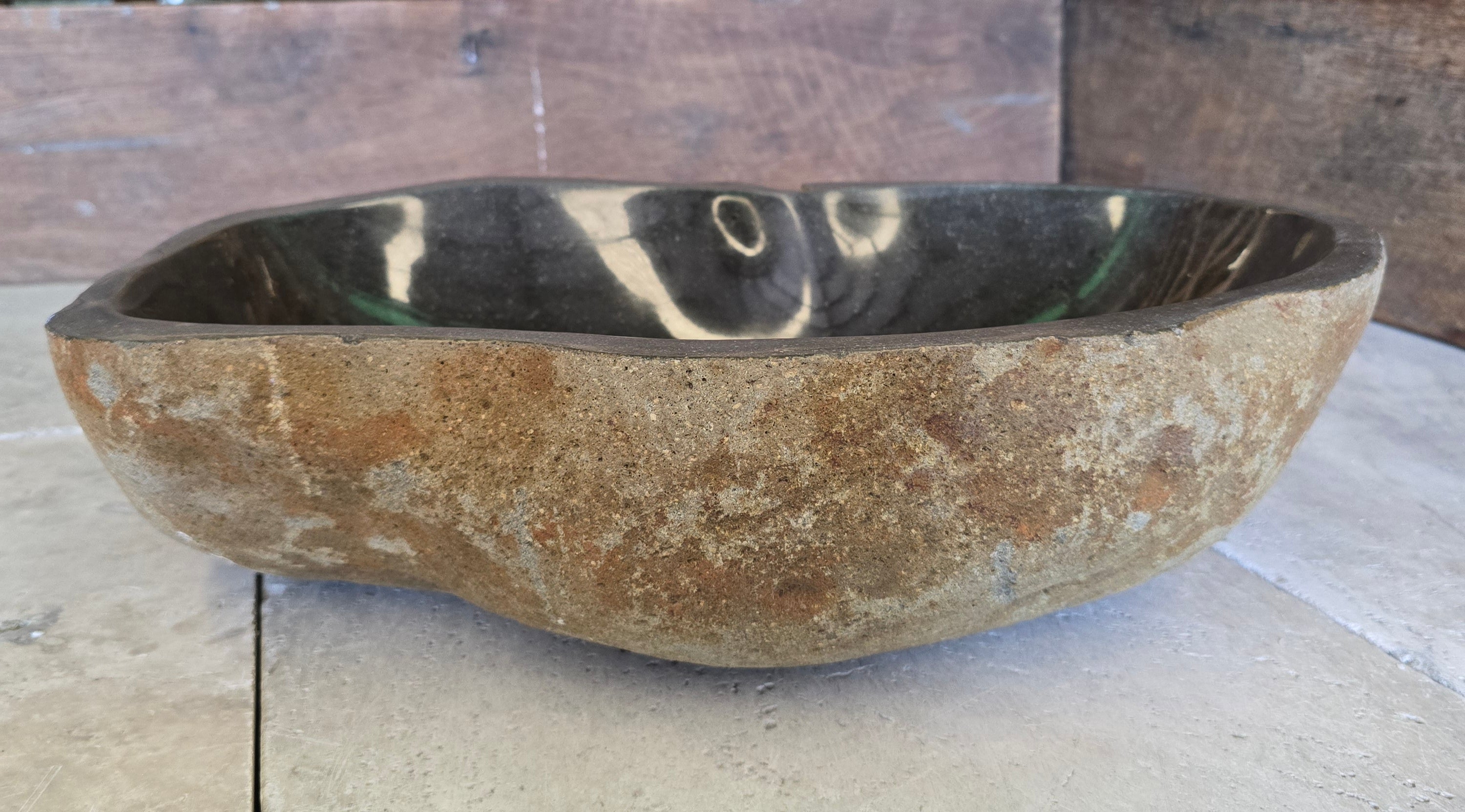Handmade Natural Oval River Stone  Bathroom Basin  RL 240937