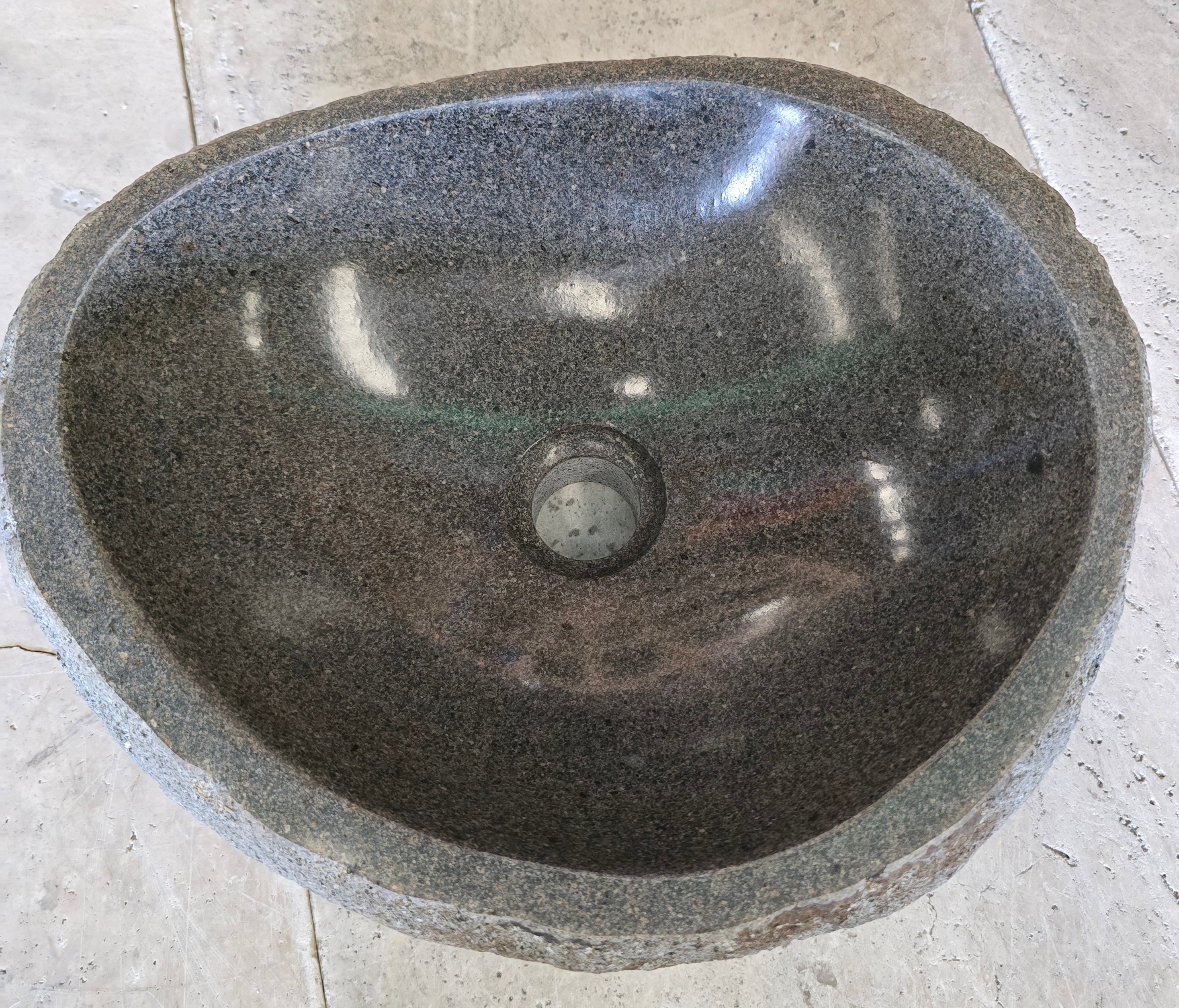Handmade Natural Oval River Stone  Bathroom Basin  RS 2409087