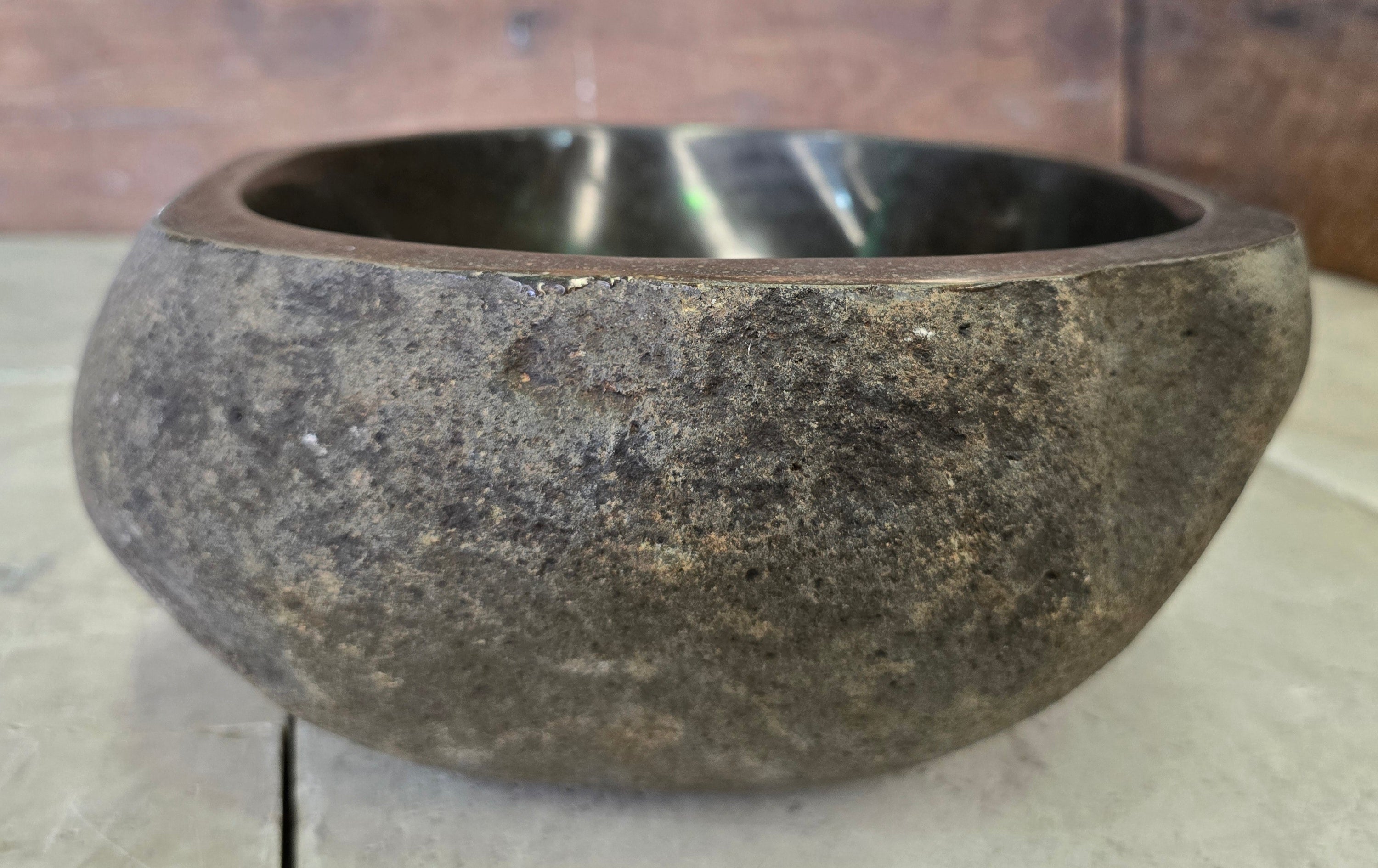 Handmade Natural Oval River Stone  Bathroom Basin  RS 2409044