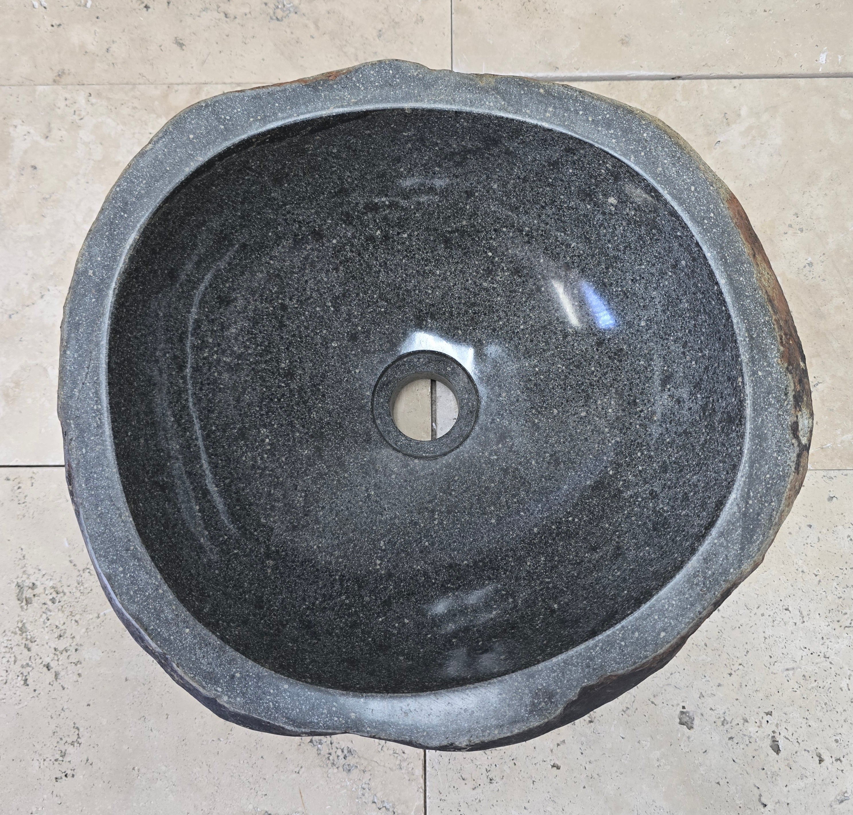 Handmade Natural Oval River Stone  Bathroom Basin  RS 2409033