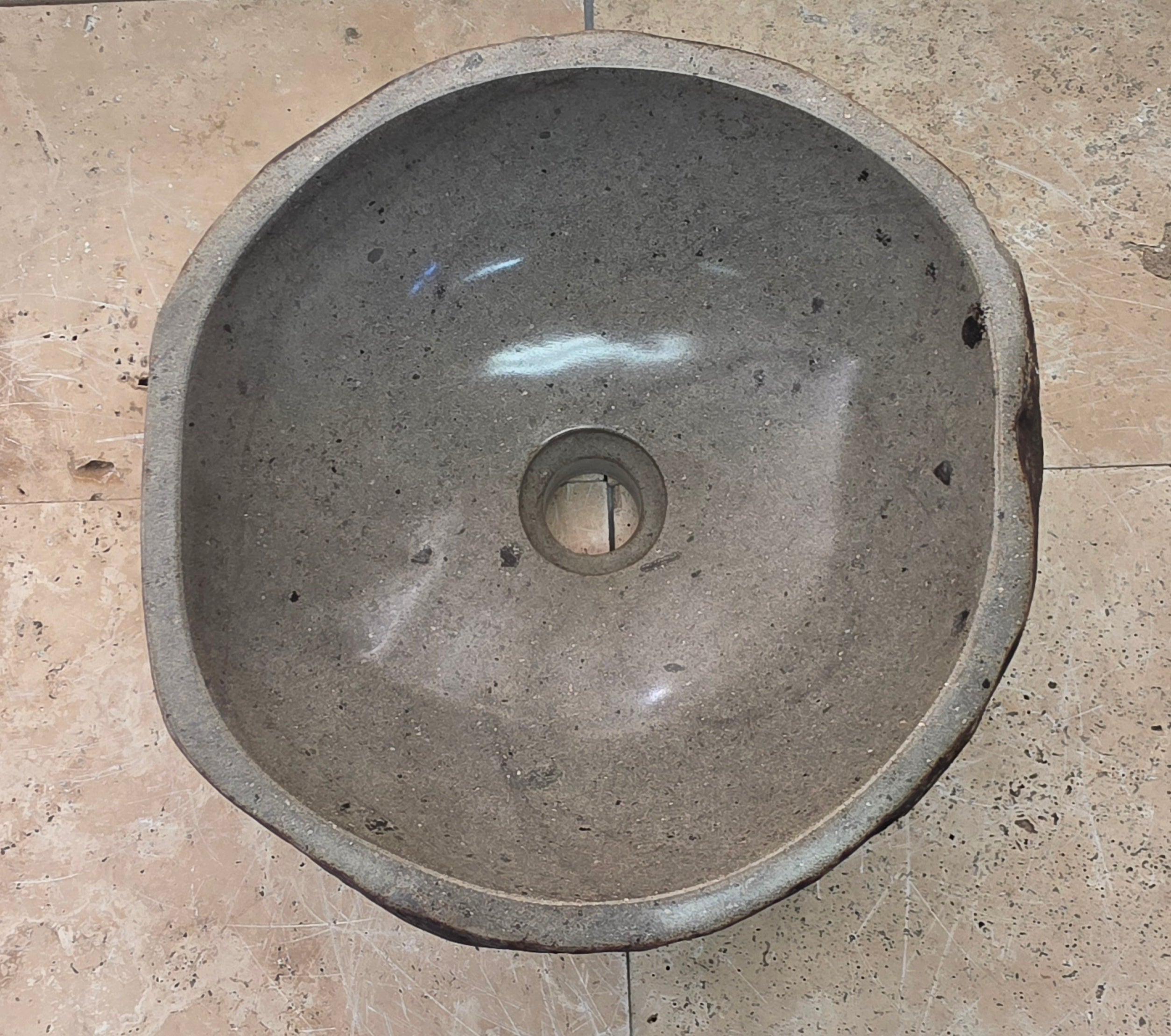 Handmade Natural Oval River Stone  Bathroom Basin  RS 2409132
