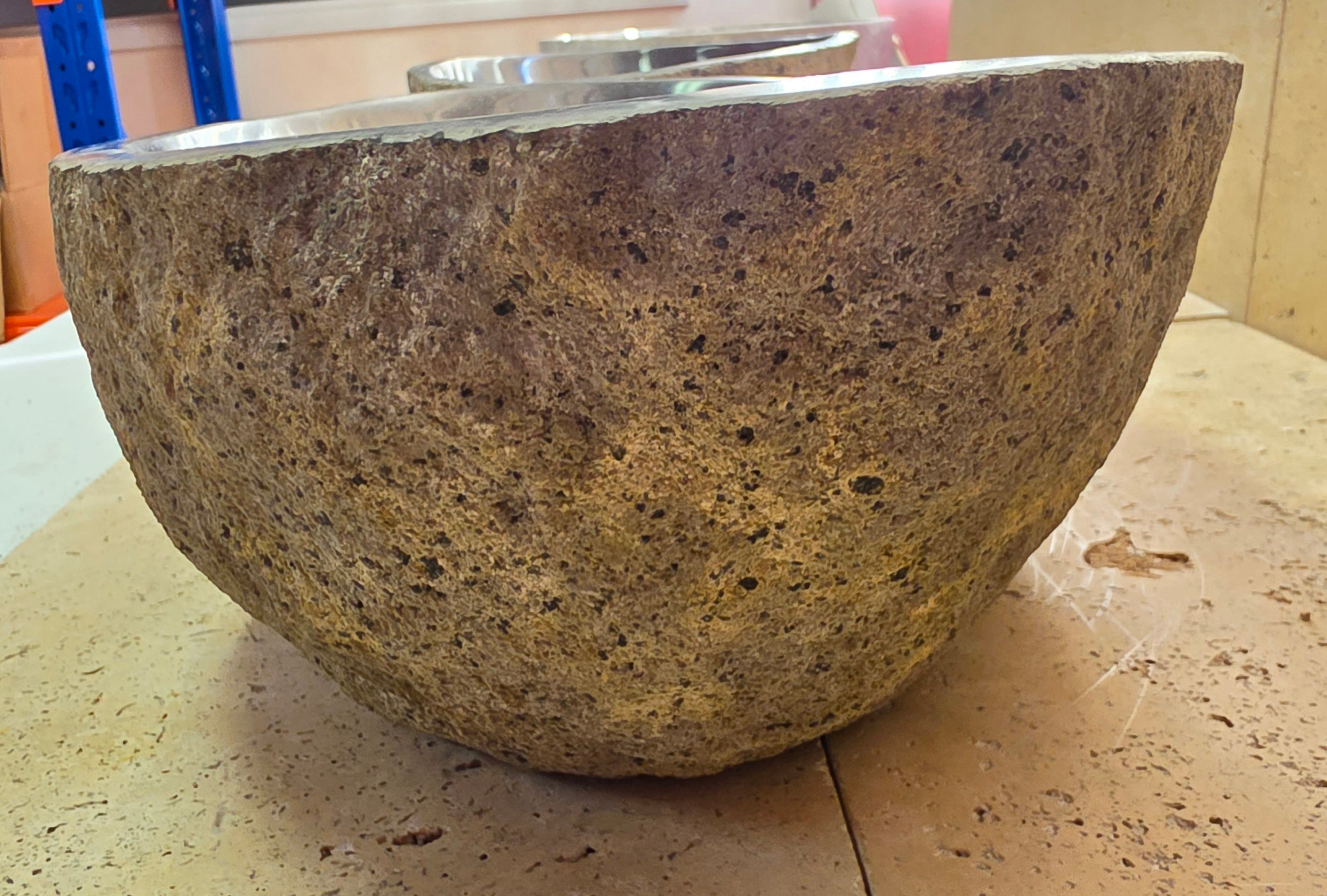 Handmade Natural Oval River Stone  Bathroom Basin LARGE TWIN SETS A & B RL 25072024