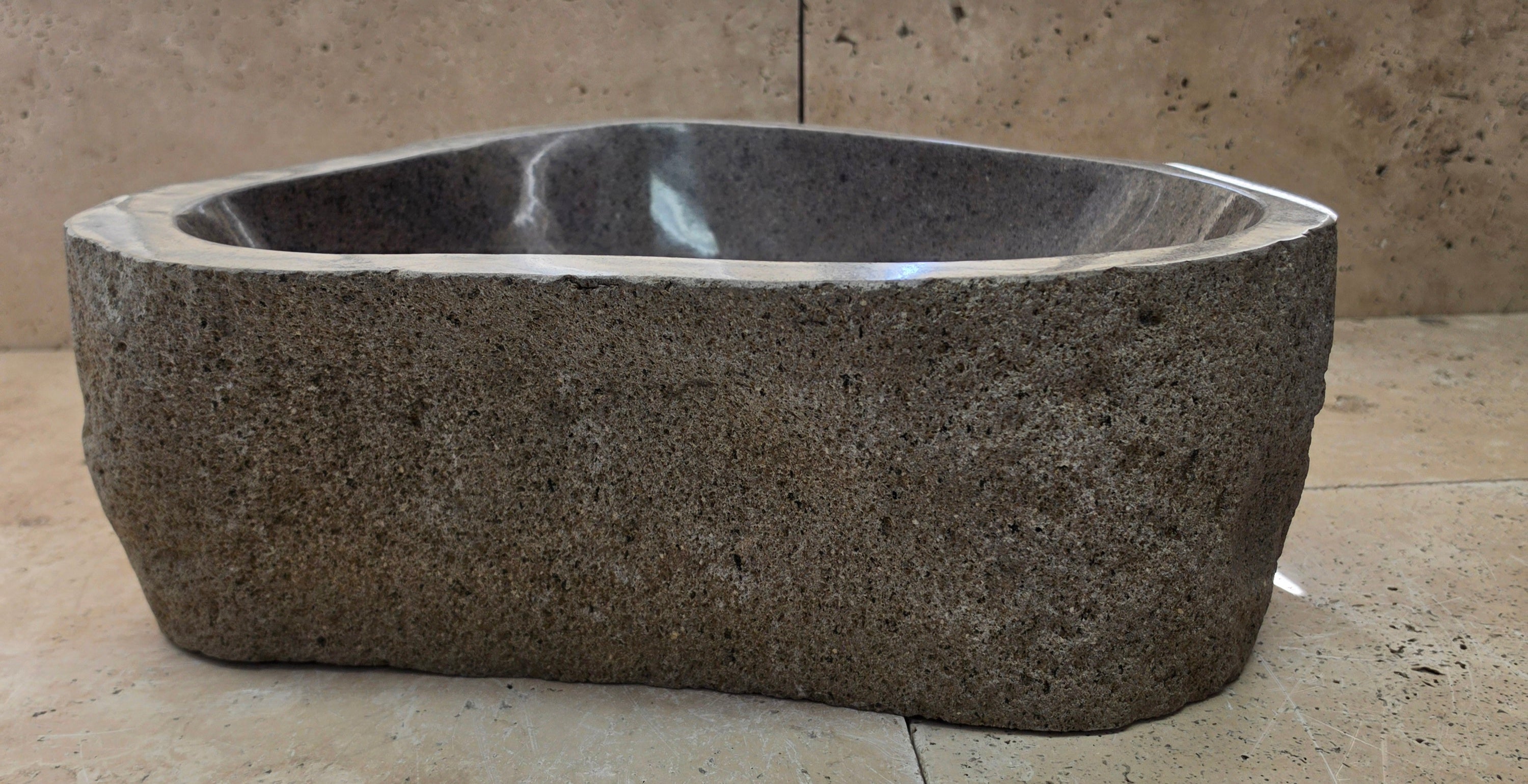 Handmade Natural Oval River Stone  Bathroom Basin  RS 2409037