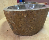 Handmade Natural Oval River Stone  Bathroom Basin TWIN SETS A & B RS 25072018